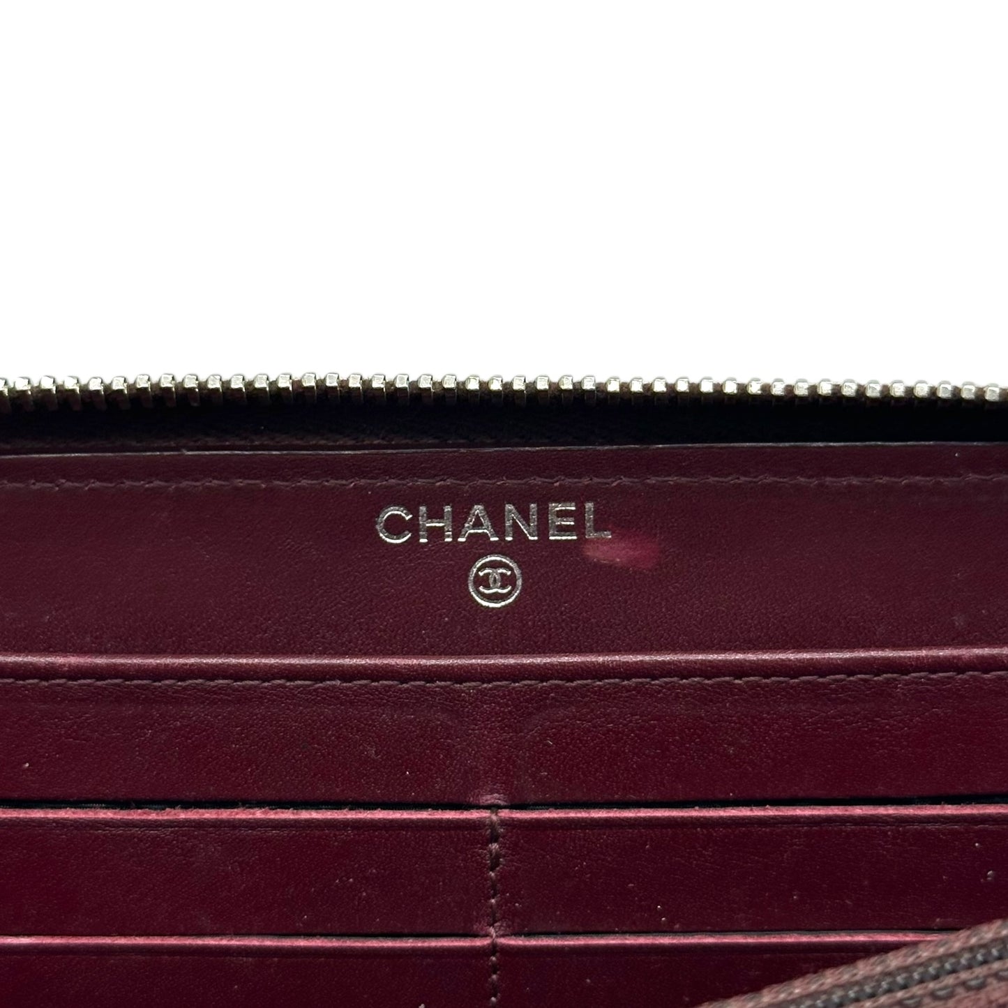 Chanel Burgundy Patent Matelasse Quilted Long Wallet - Outfit Repeater