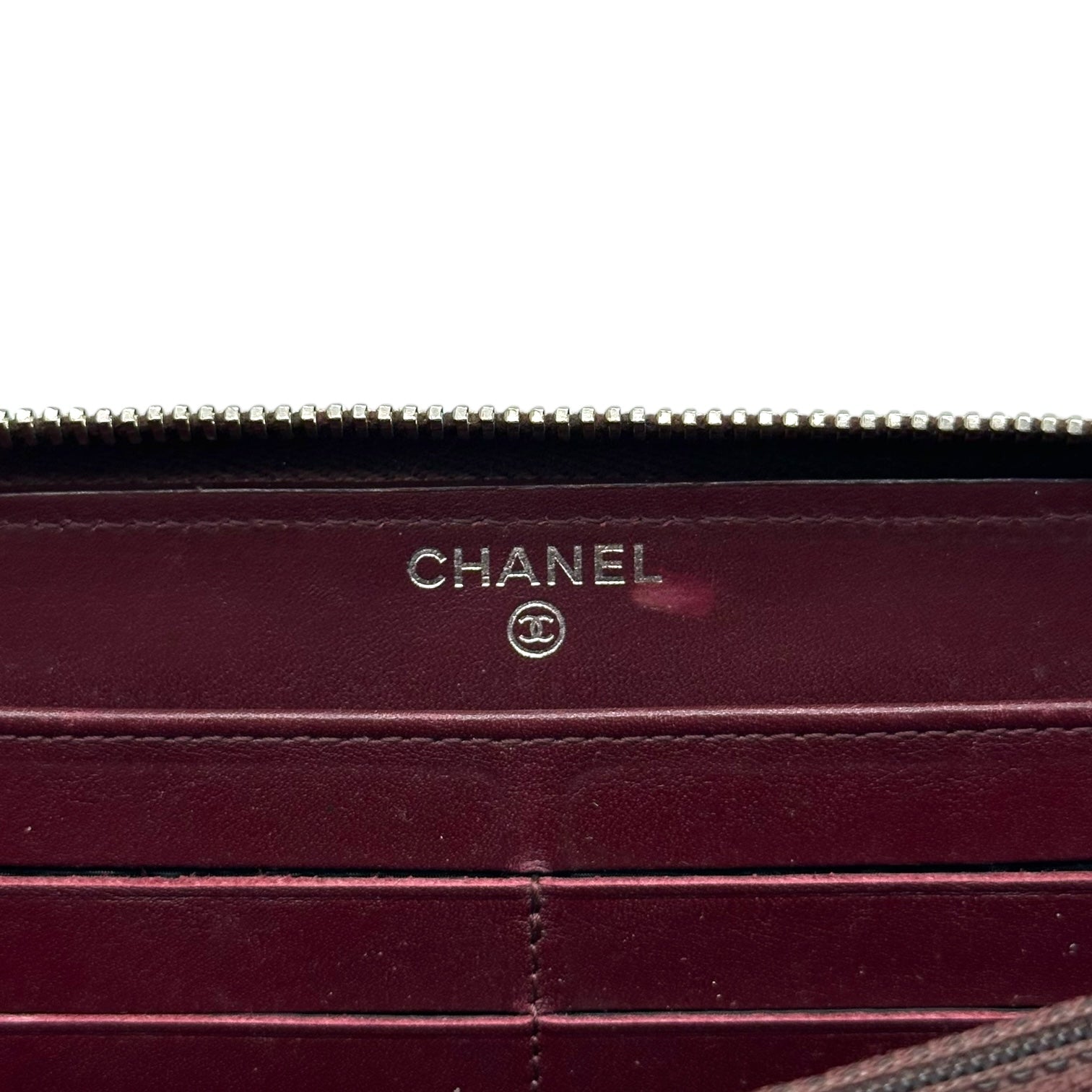 Chanel Burgundy Patent Matelasse Quilted Long Wallet - Outfit Repeater