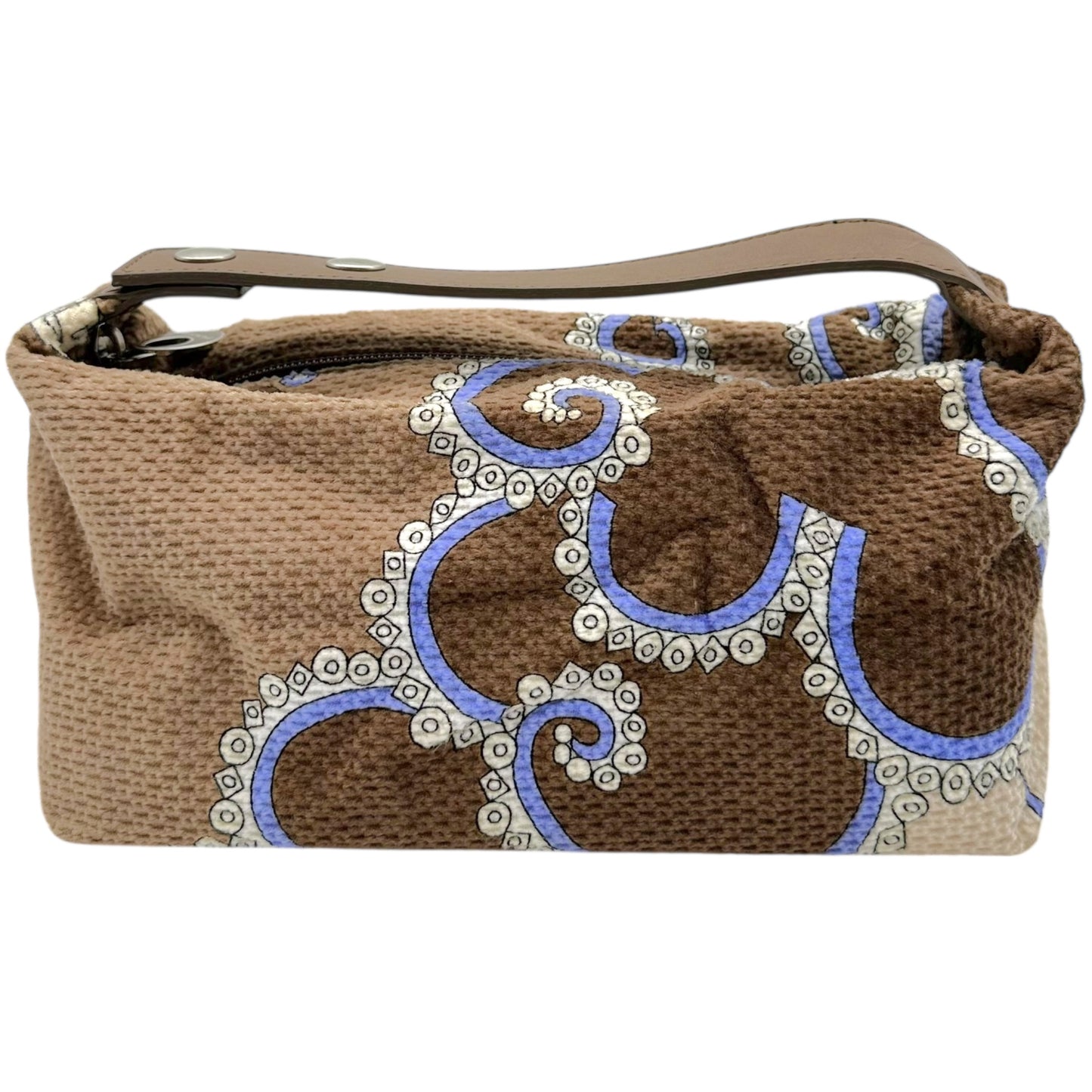 Emilio Pucci Brown & Blue Corduroy Printed Pochette Bag