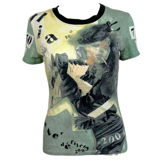 John Galliano Graphic T-Shirt Green Yellow Model