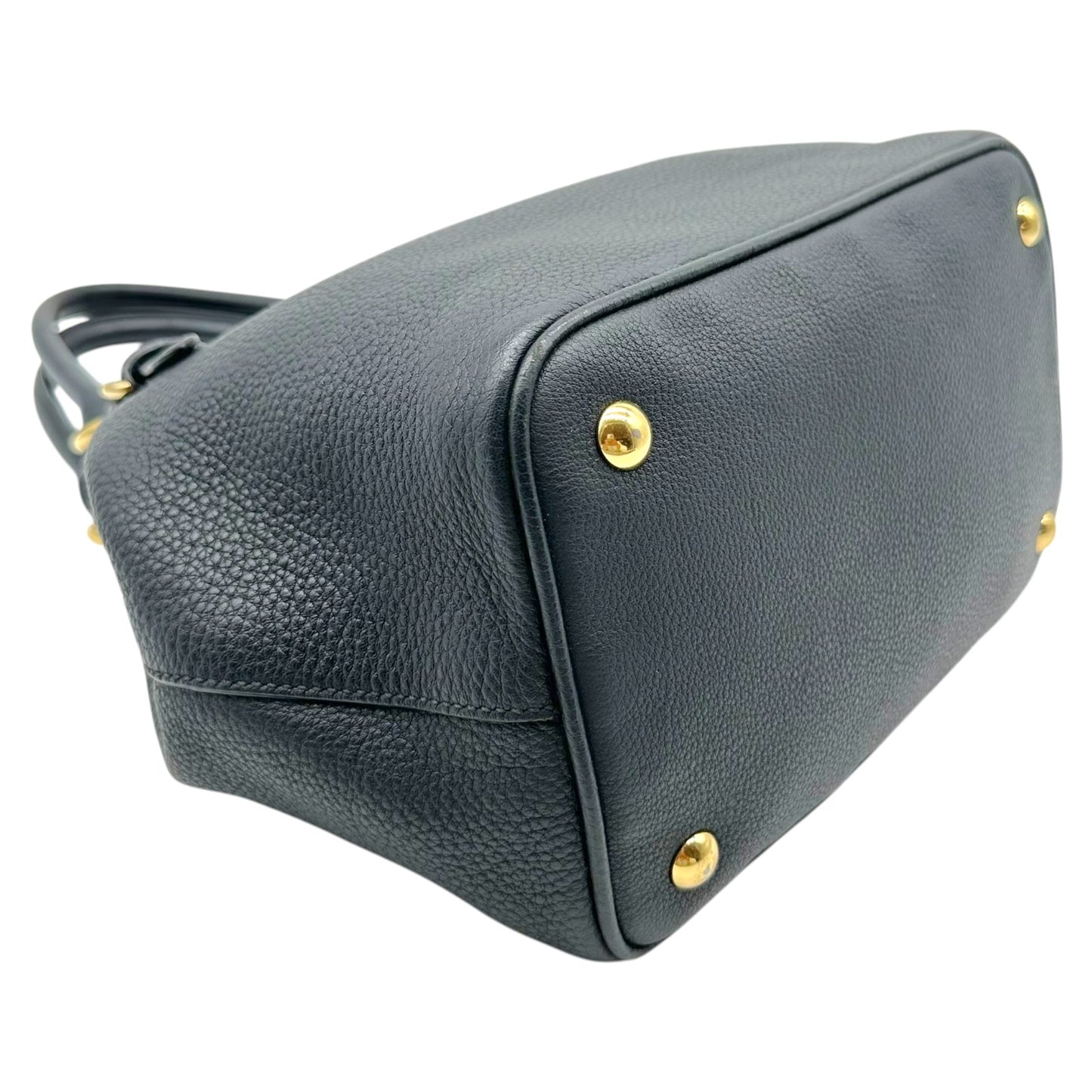 Miu Miu Black Gold Leather Top Handle Bag