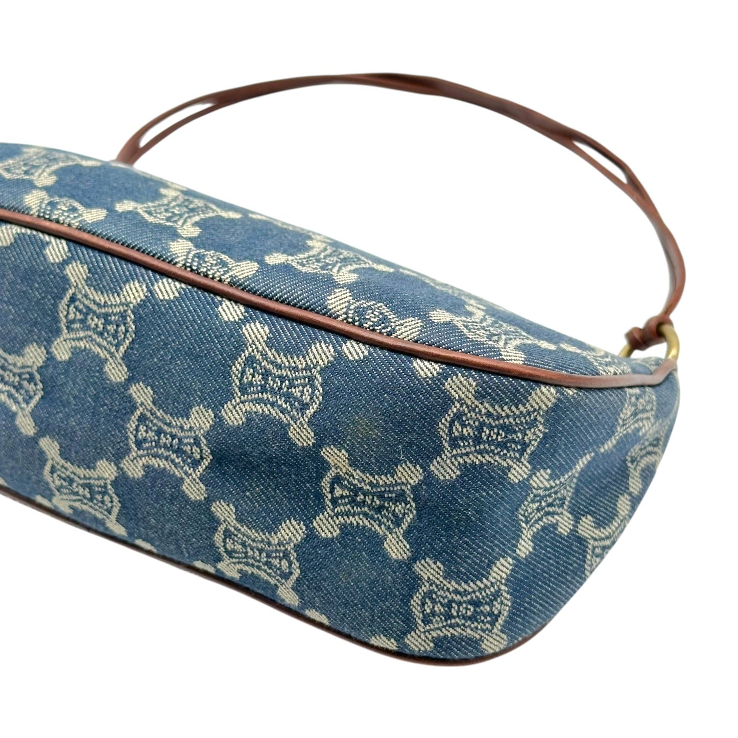 Celine Triomphe Monogram Blue Denim Pochette Bag