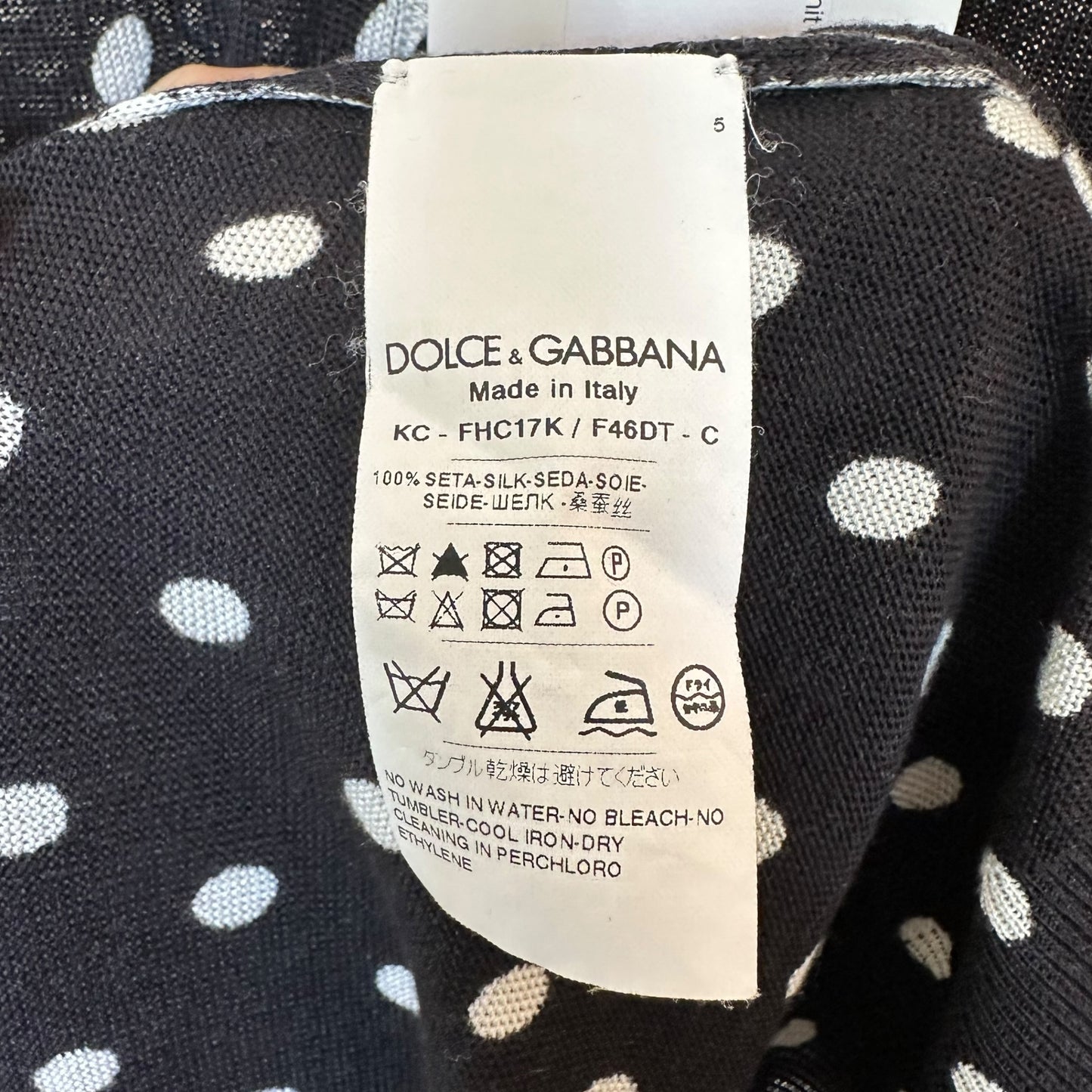Dolce & Gabbana Polka Dot Print Silk Knit Cardigan