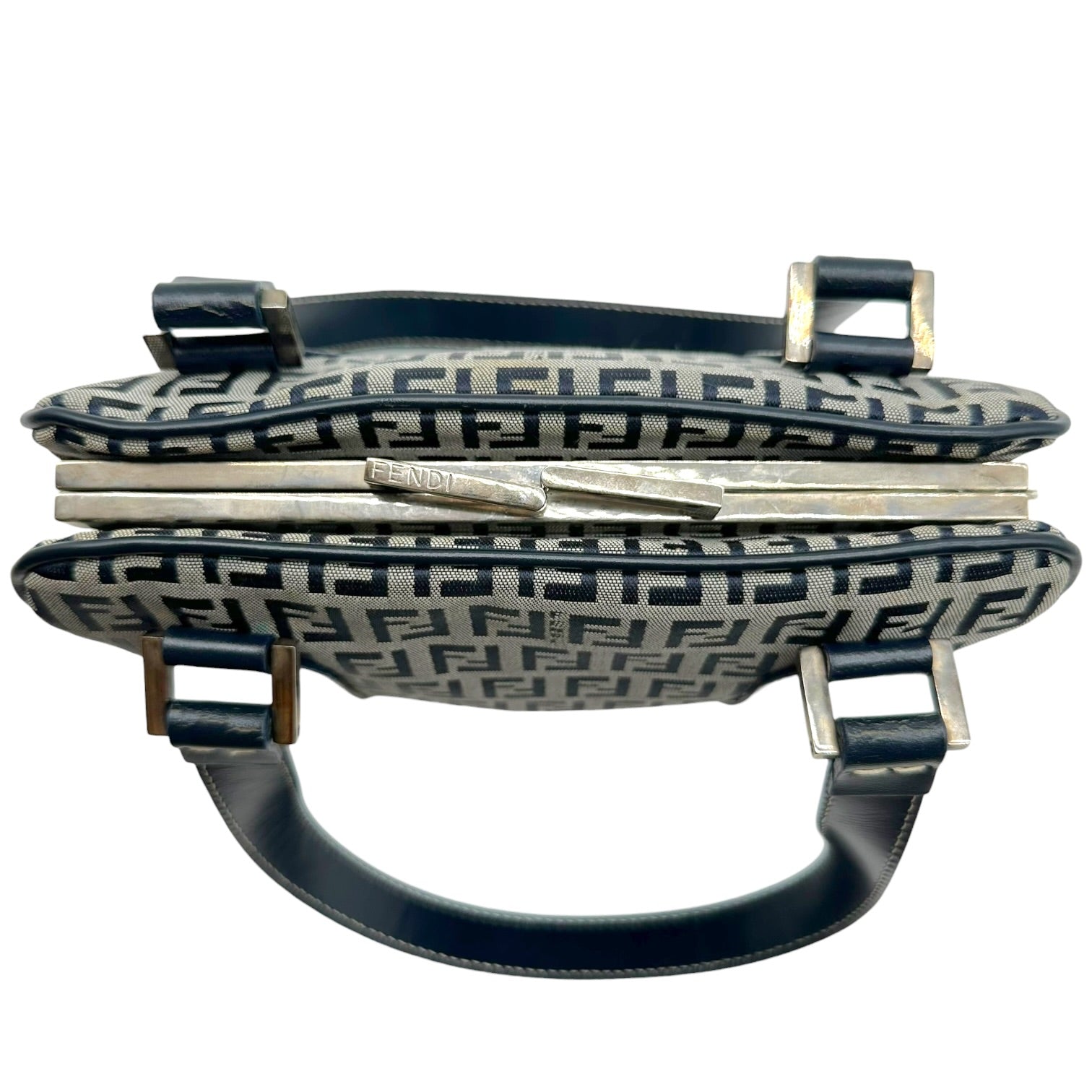 Fendi Navy Zucchino Monogram Kisslock Handbag