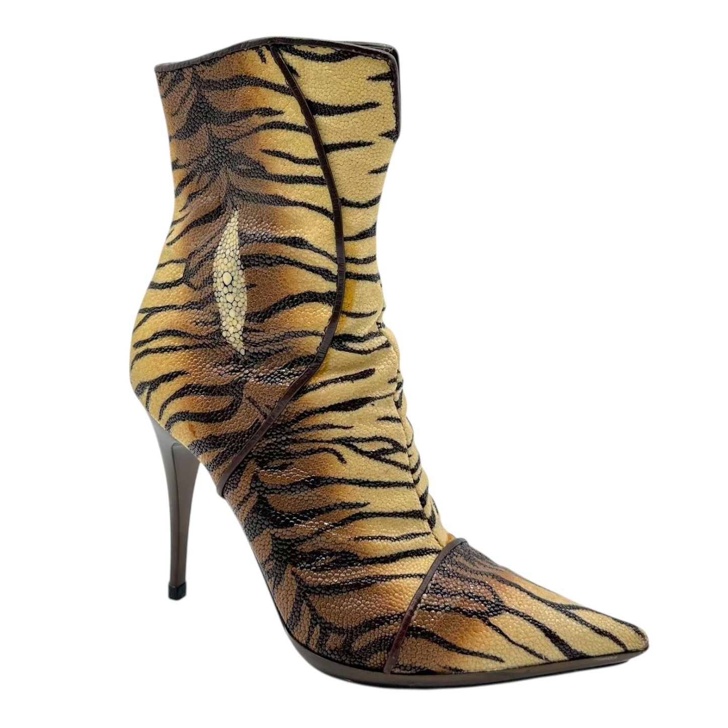 Casadei Tiger Print Stingray Skin Heeled Boots