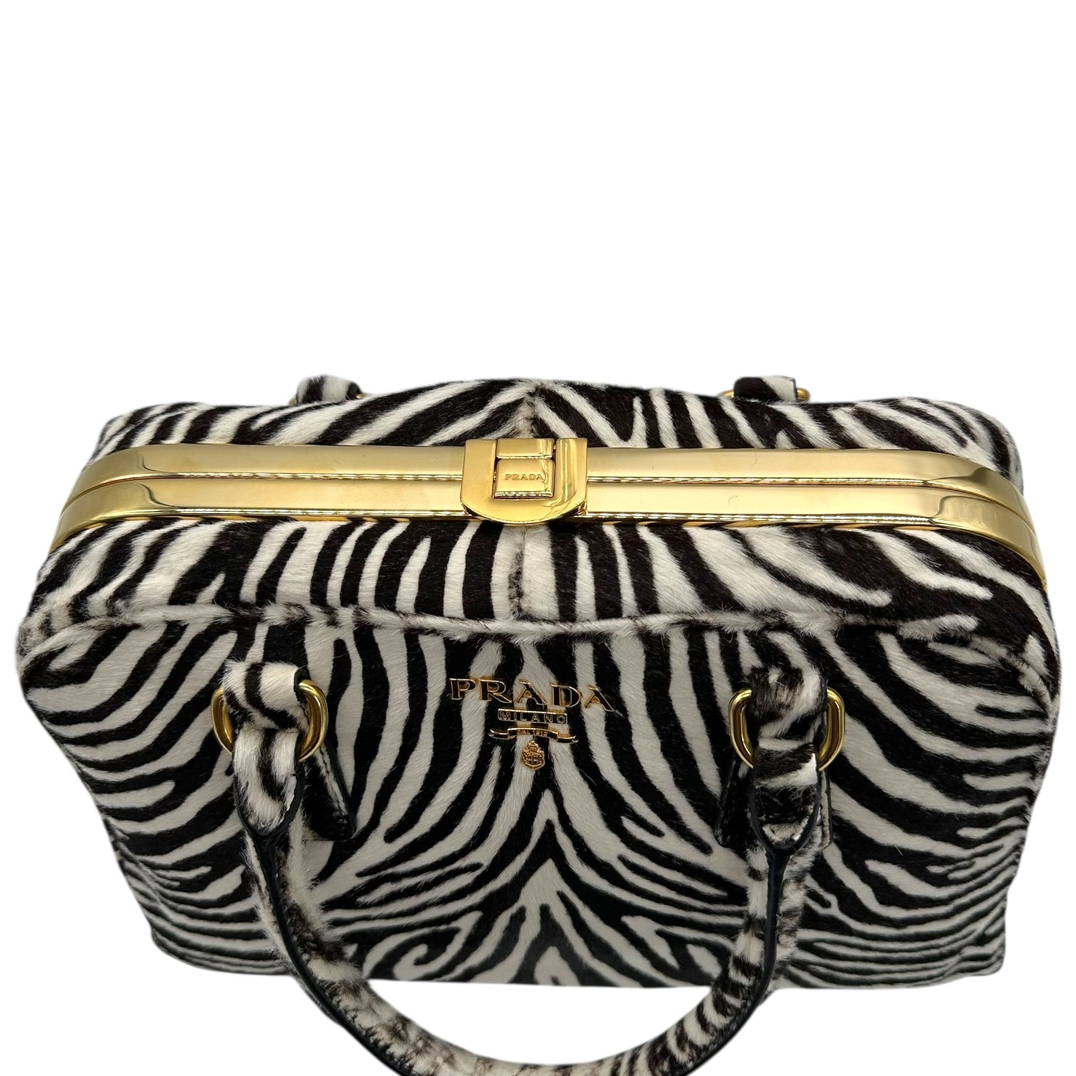 Prada Zebra Print Ponyhair Bowler Bag RARE - Outfit Repeater