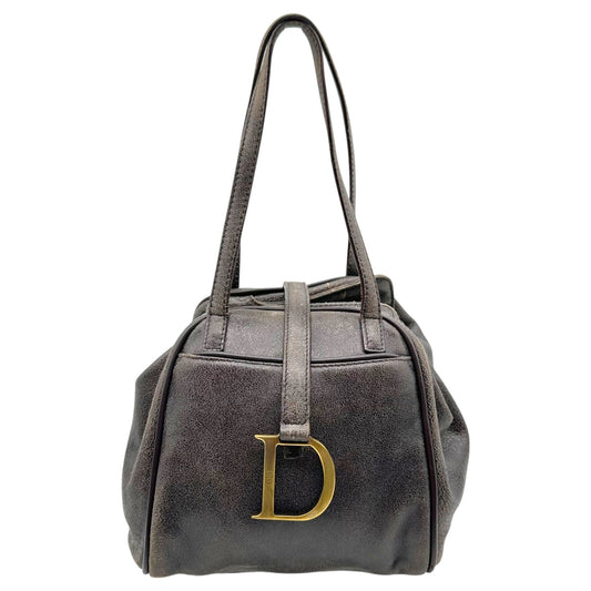 Christian Dior Brown Distressed Leather Small Bowler Bag