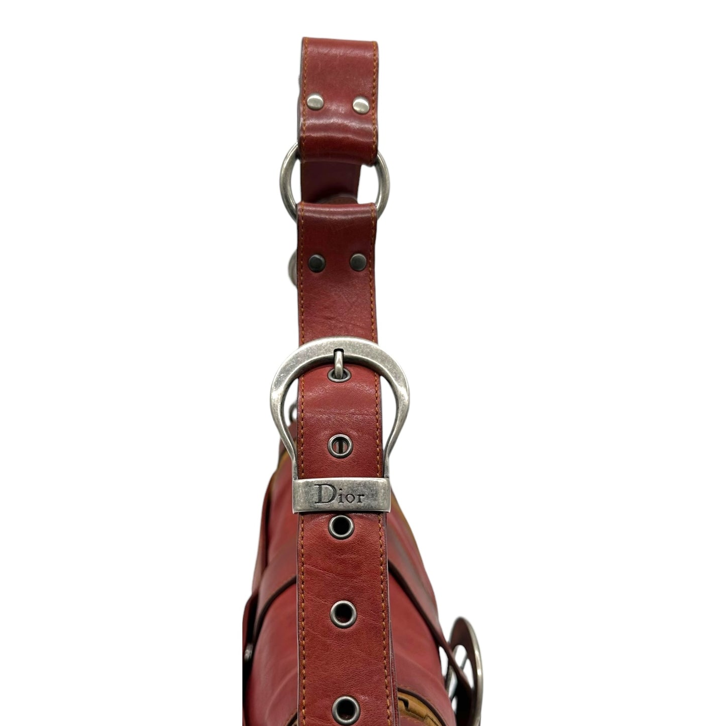 Christian Dior Burgundy Leather Gaucho Saddle Shoulder Bag