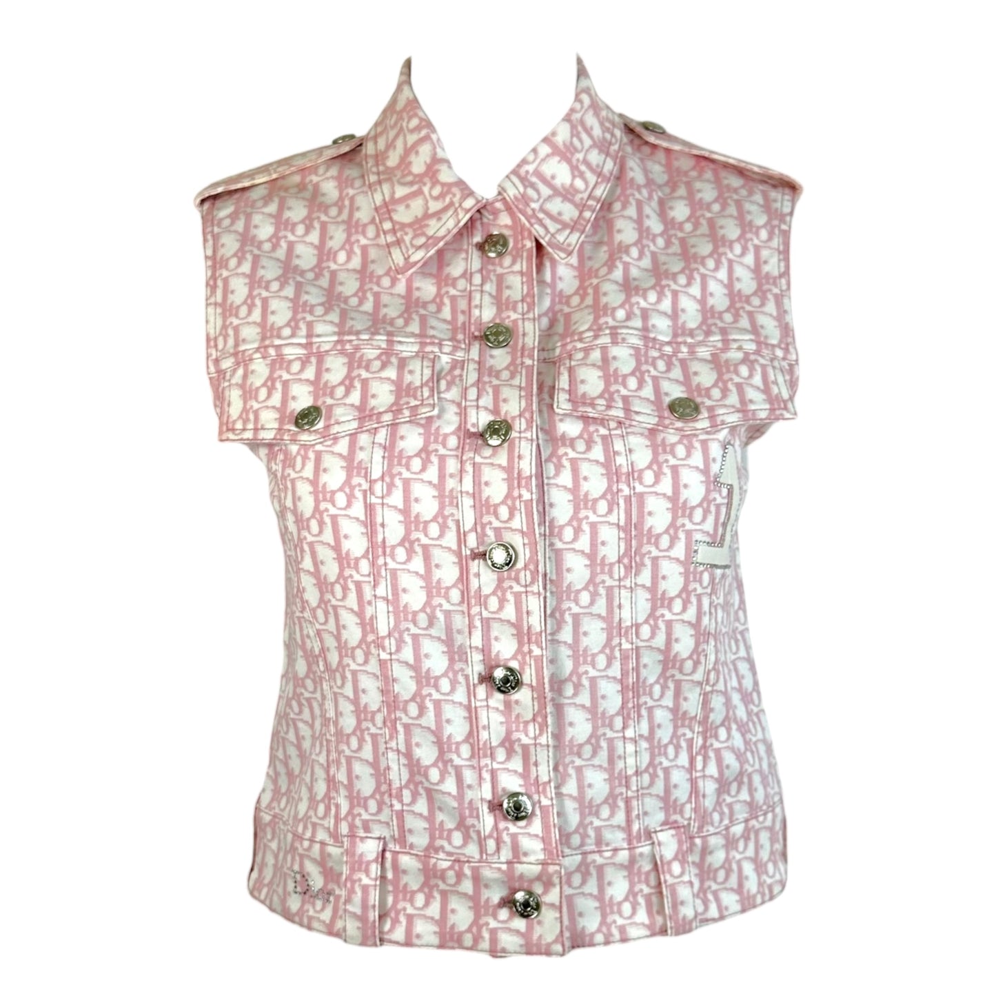 Christian Dior Pink Trotter Monogram Rhinestone Vest