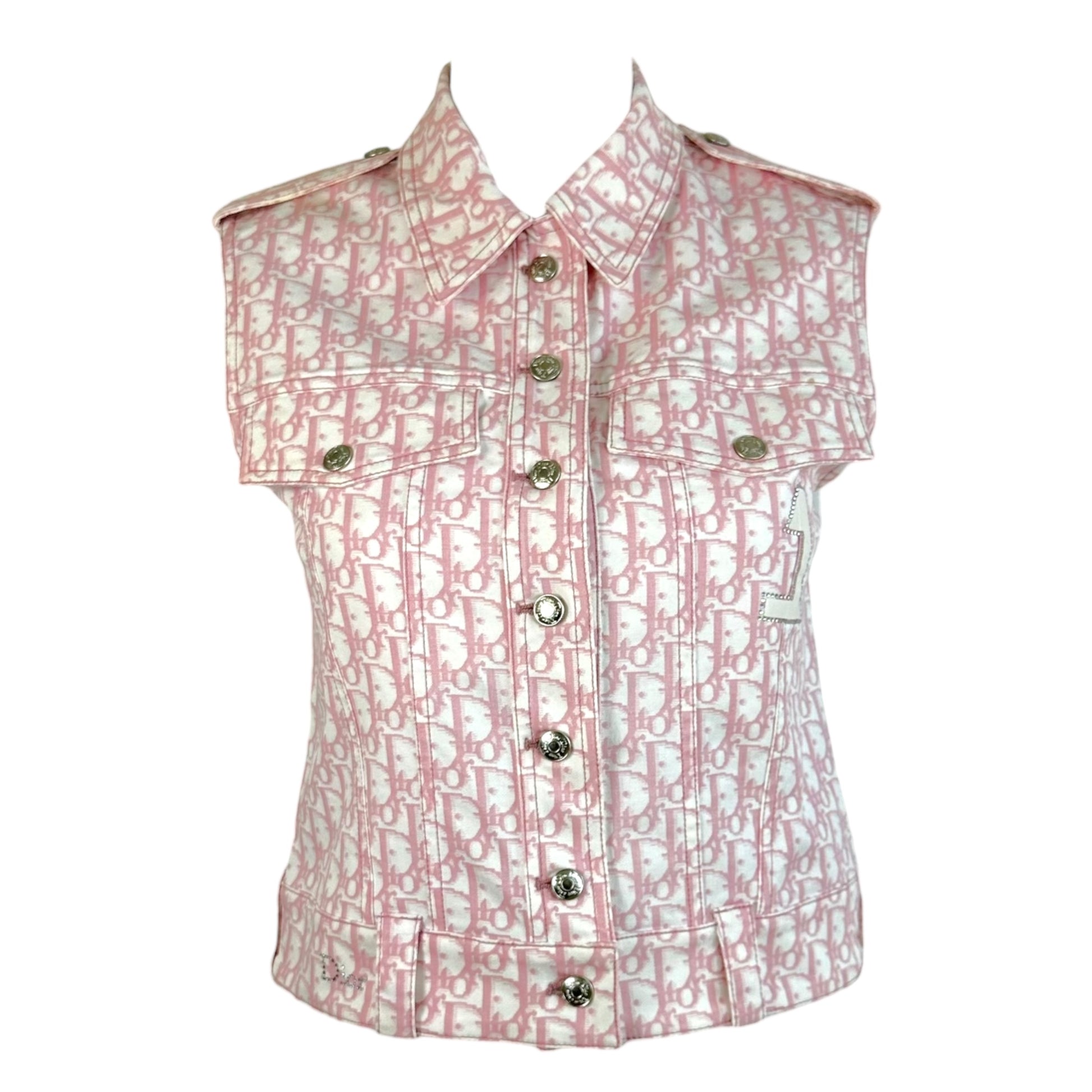 Christian Dior Pink Trotter Monogram Rhinestone Vest