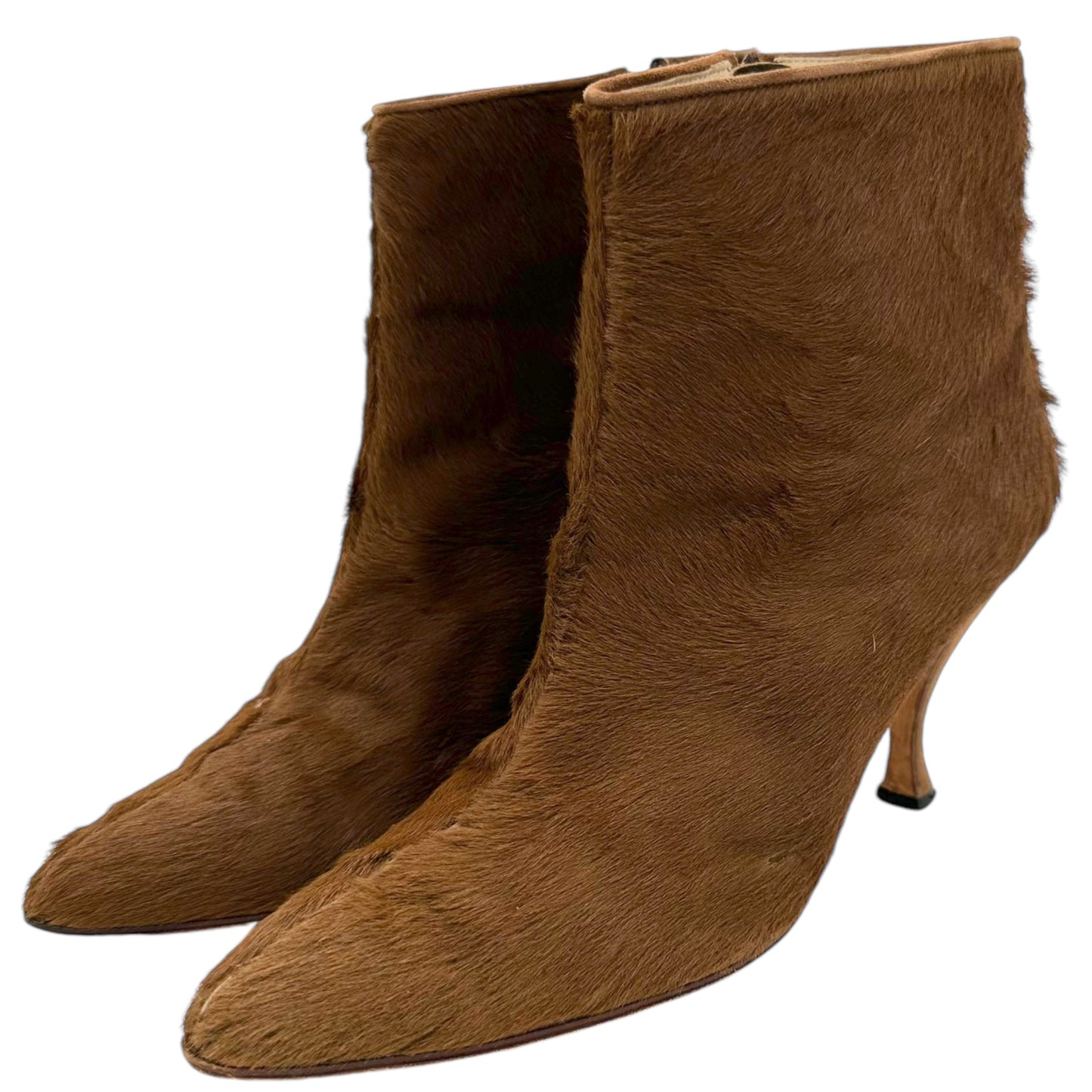 Manolo Blahnik Brown Ponyhair Heeled Booties