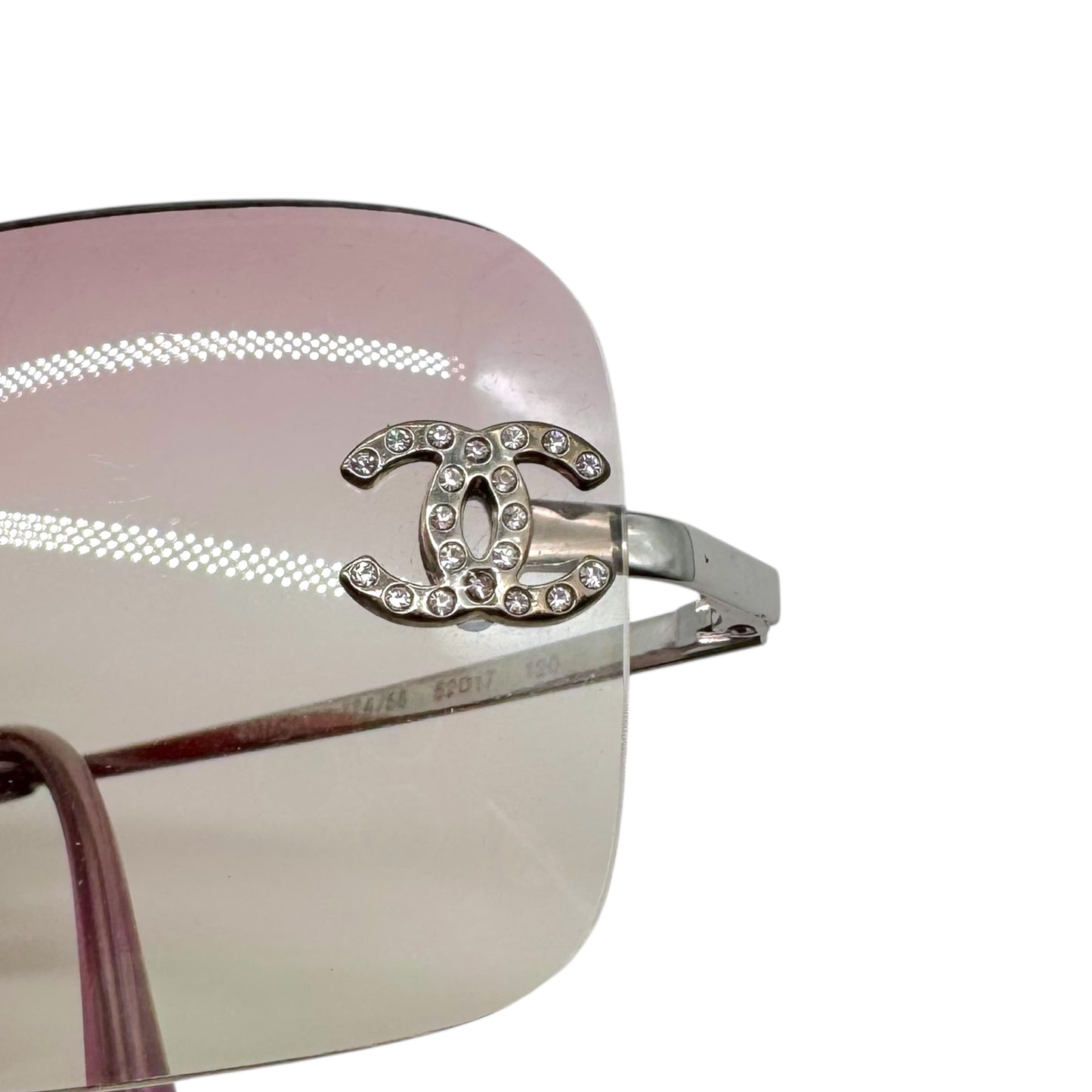Chanel Pink/ Silver Crystal Logo Rimless 4017-B Sunglasses