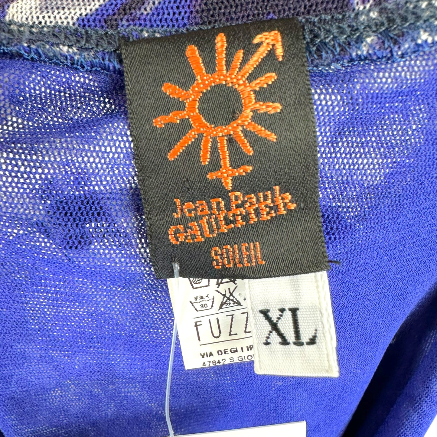 Jean Paul Gaultier Soleil Blue & Black Floral Print Mesh Maxi Skirt