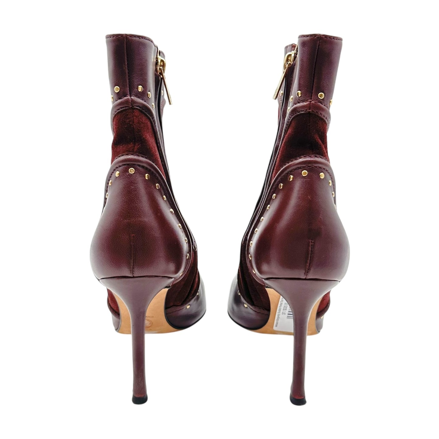 Versace Burgundy Studded Pointed Toe Heeled Boots