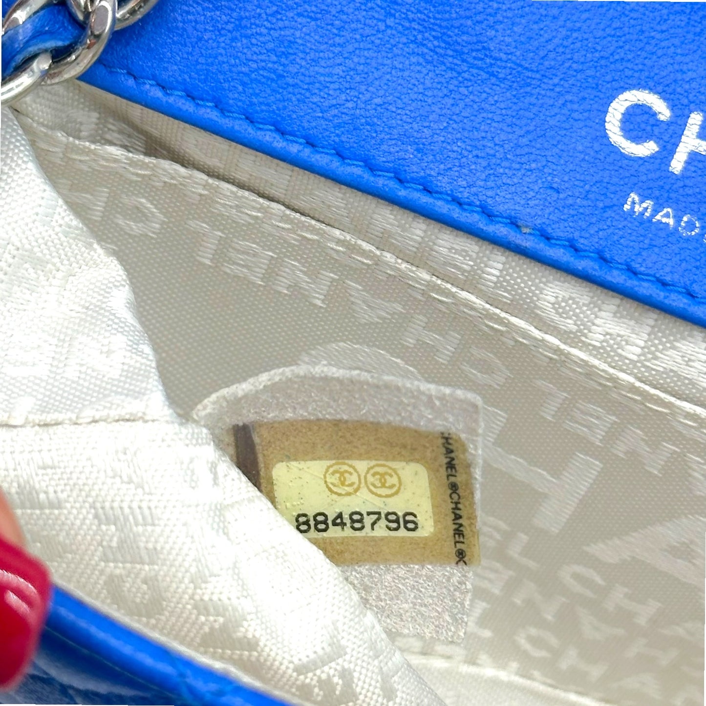 Chanel Cobalt Blue & Silver Matelasse Ladybug Charm Extra Mini Flap 2003-04