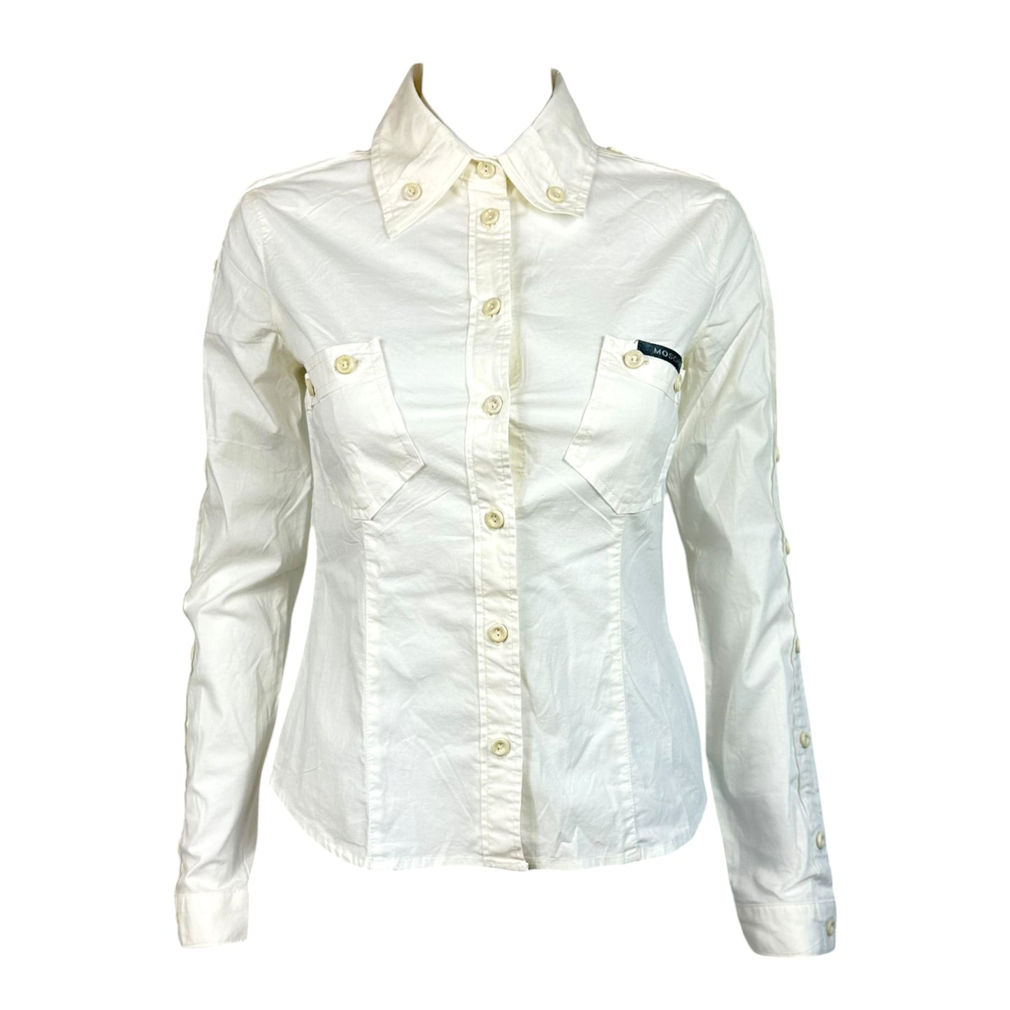 Moschino Jeans White Button Down Sleeve Blouse