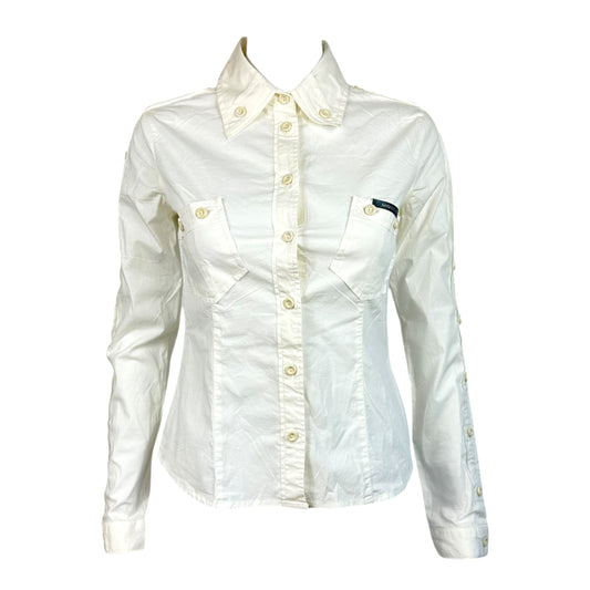 Moschino Jeans White Button Down Sleeve Blouse