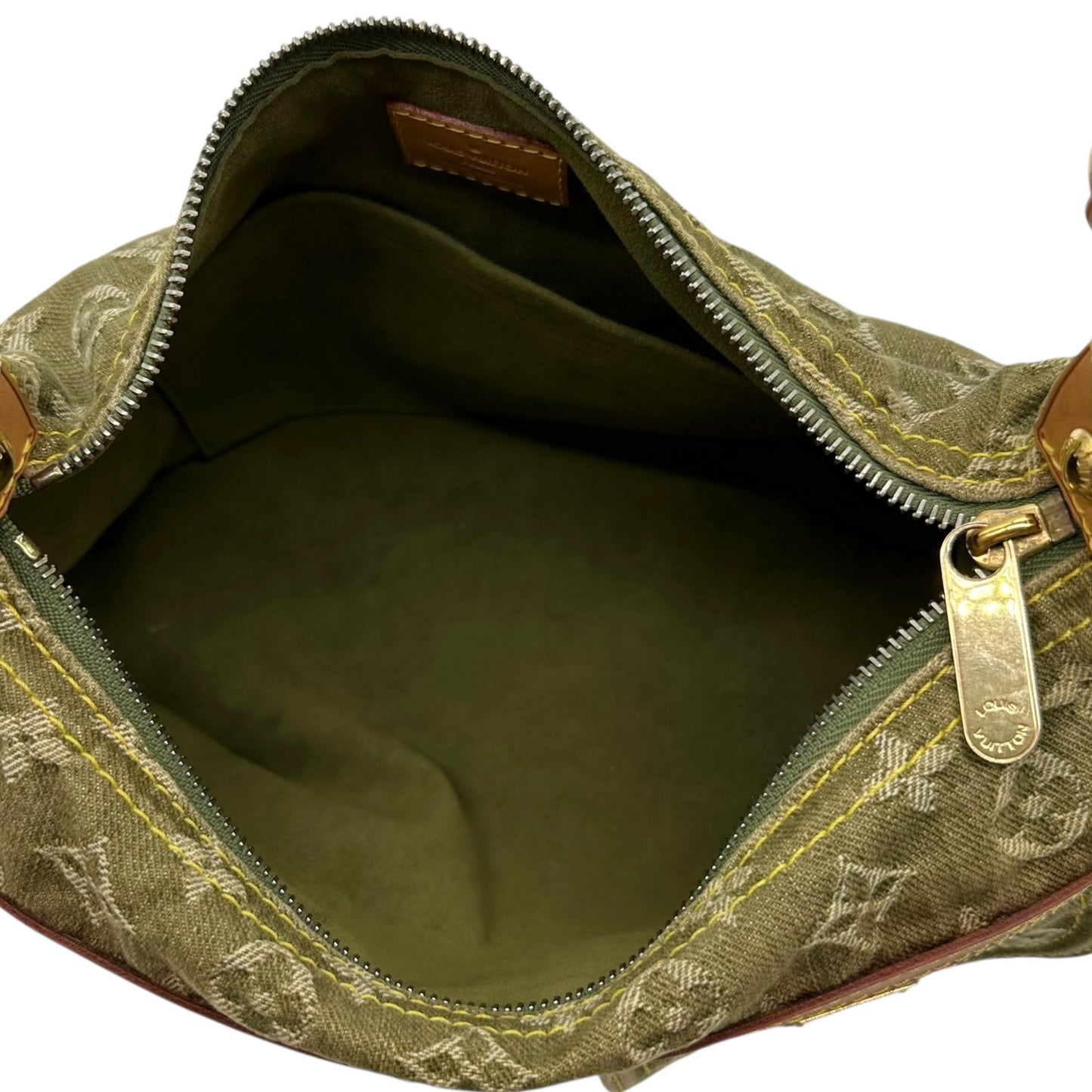 Louis Vuitton Green Denim Baggy PM Shoulder Bag RARE