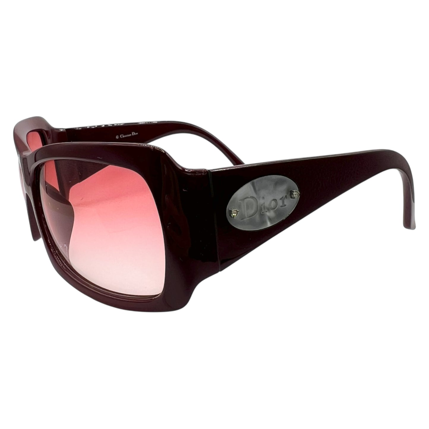 Christian Dior ClassicDior1 Red & Mother of Pearl Logo Oversized Sunglasses w/ Case