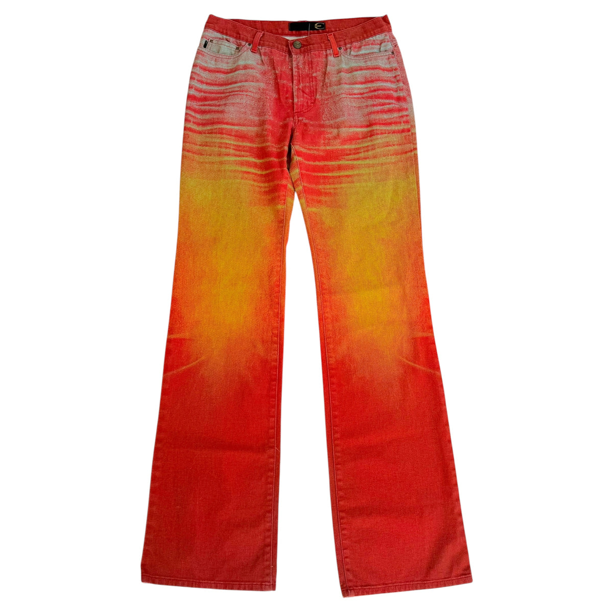 Roberto Cavalli Red Multicolor Denim Printed Jeans
