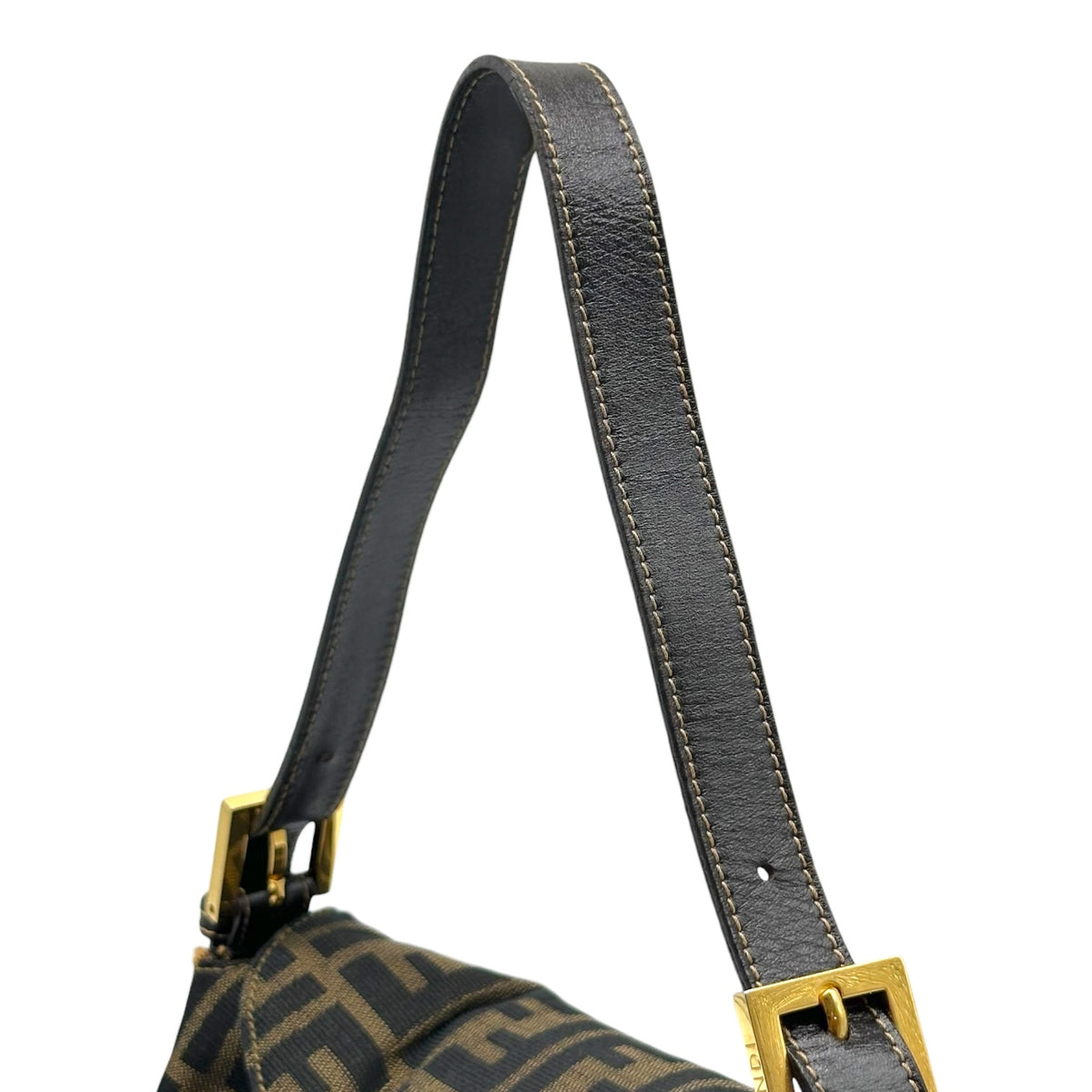 Fendi Brown Zucca Monogram Fold-Over Baguette Bag