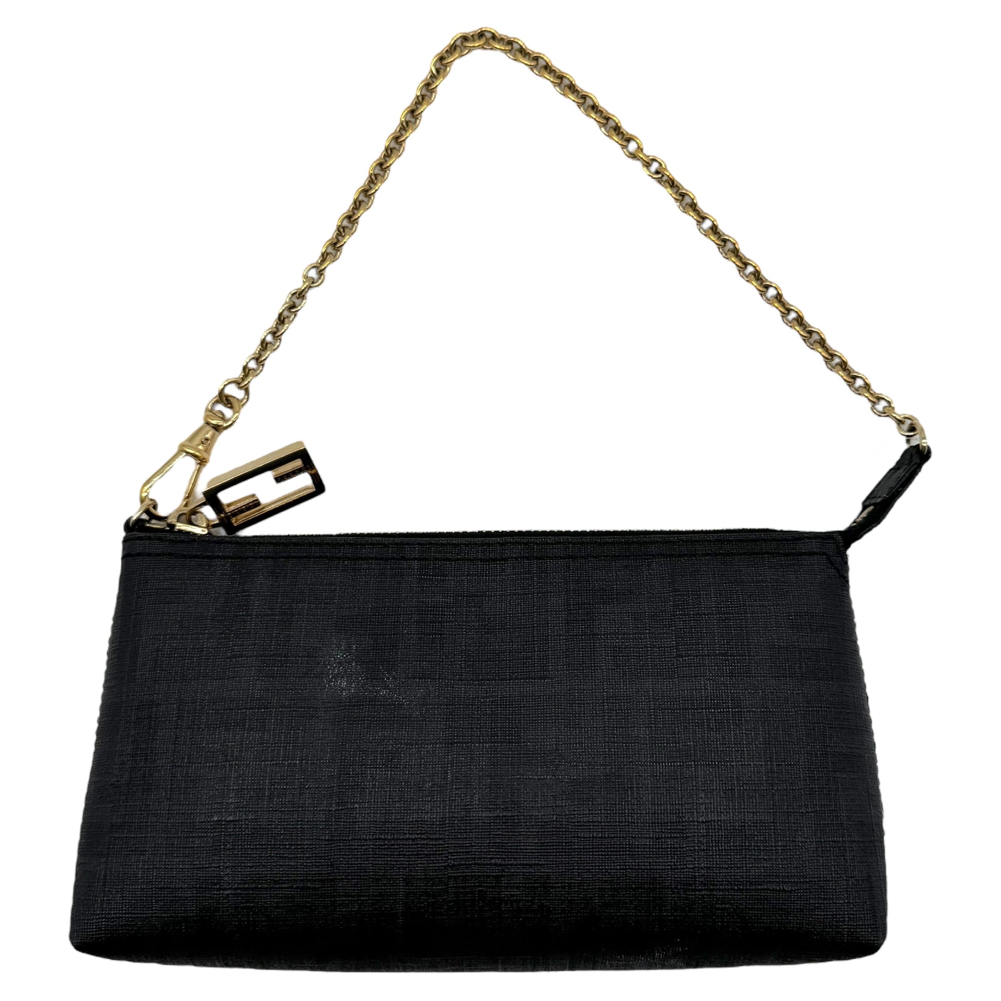 Fendi Black Zucca Monogram Coated Canvas Chain Strap Pochette - Outfit Repeater