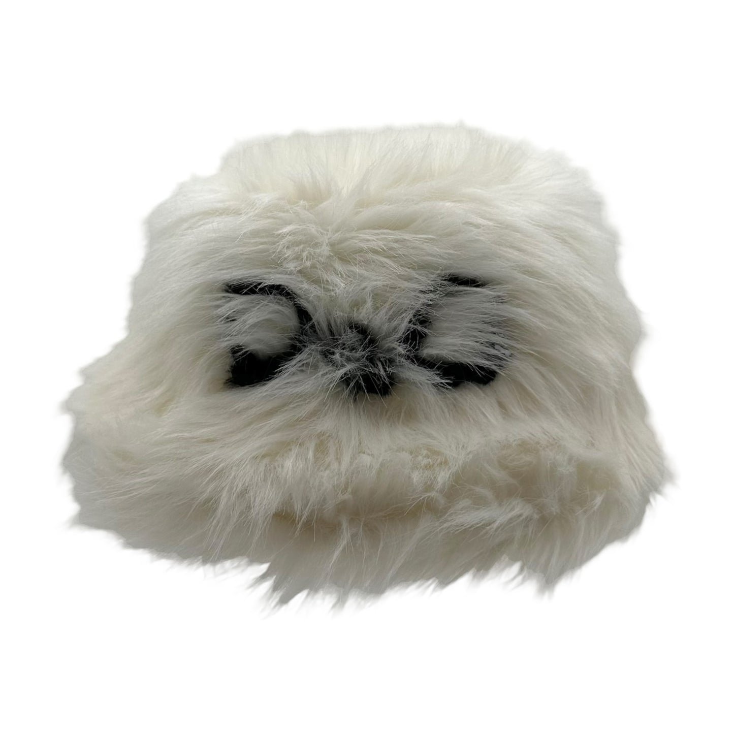 Dolce & Gabbana Black & White D&G Logo Faux Fur Bucket Hat