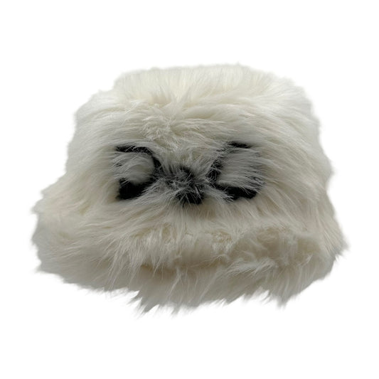 Dolce & Gabbana Black & White D&G Logo Faux Fur Bucket Hat