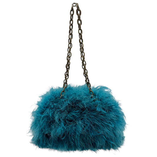 Alberta Ferretti Turquoise Ostrich Feather Shoulder Bag