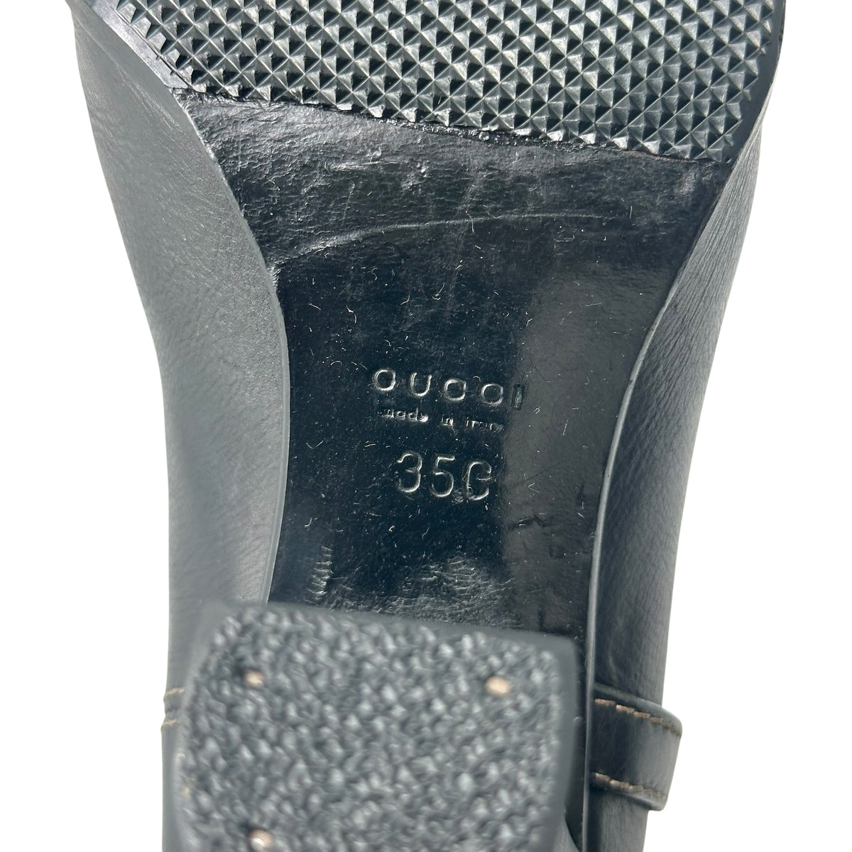 Gucci Black Leather Heeled Boots with GG Logo