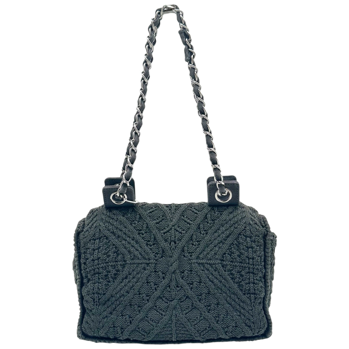 Chanel Black Cable Knit Small Flap Shoulder Bag