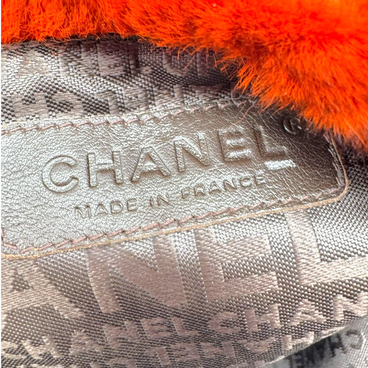 Chanel Orange Rabbit Fur Triple Chain Small Flap Bag 2004-05
