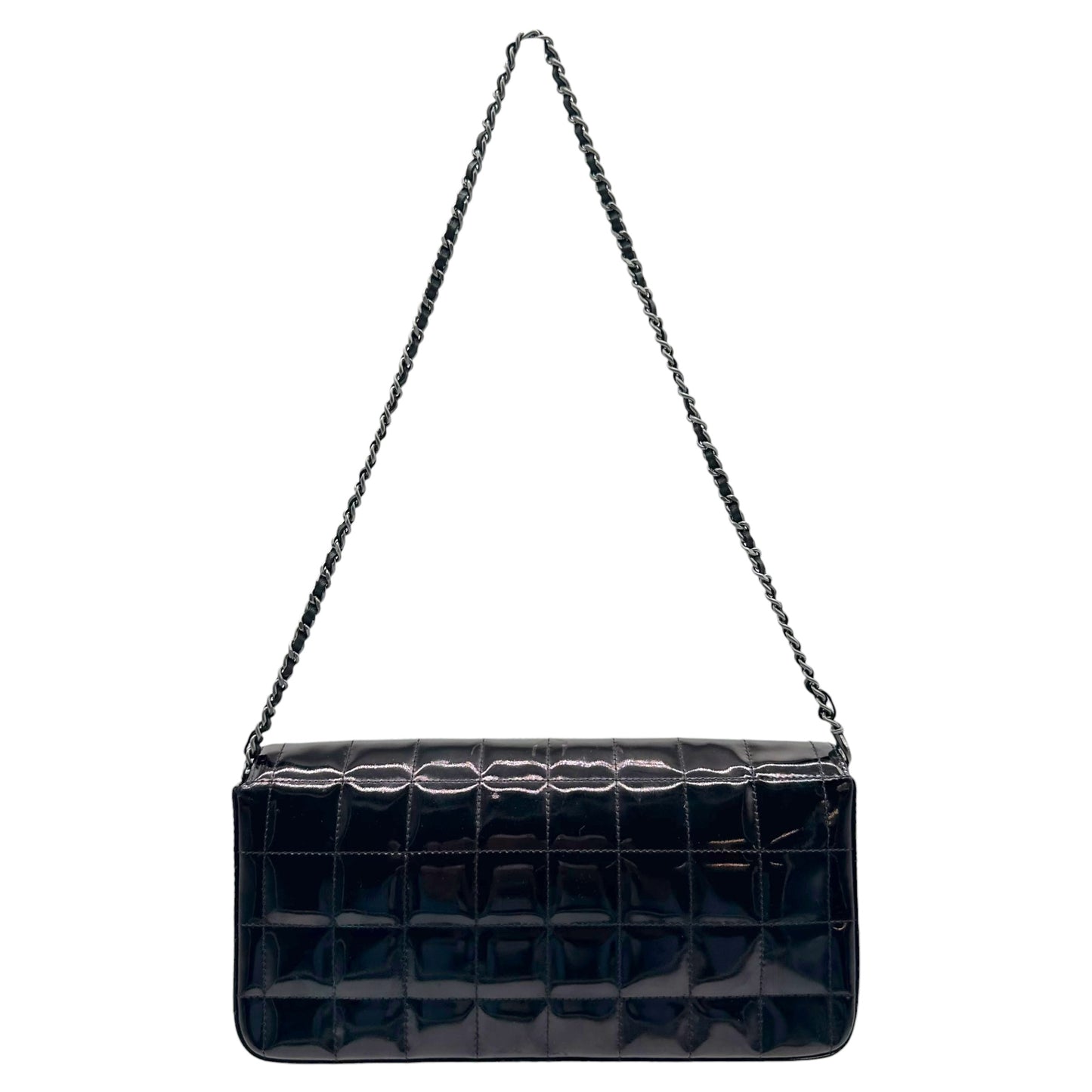 Chanel Black Patent Leather East West 2-Way Bag