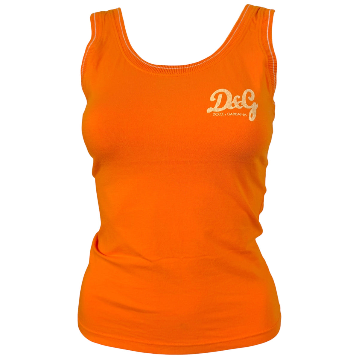 D&G Dolce & Gabbana Orange White Logo Tank Top
