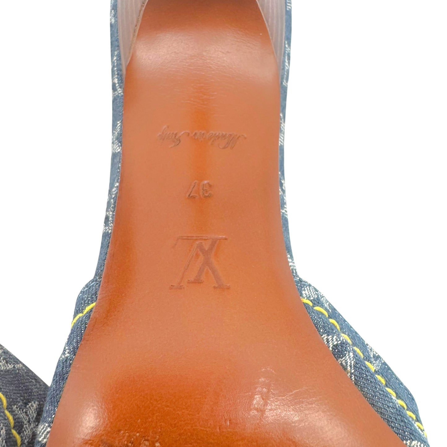 Louis Vuitton Denim Monogram Kitten Heel Mule Sandals