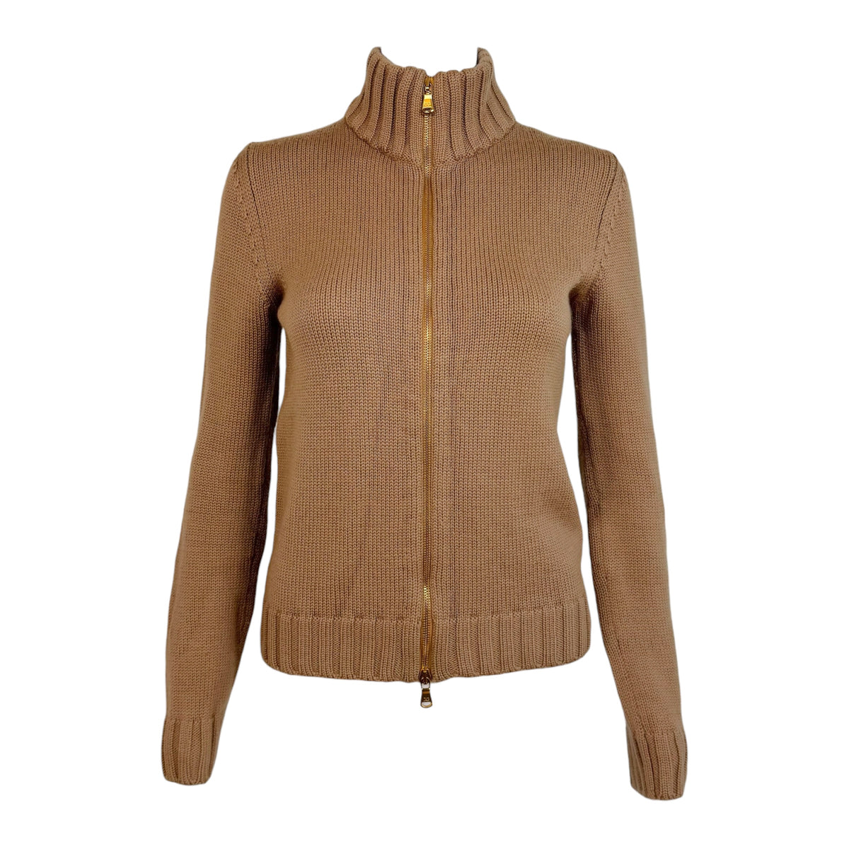 Dolce & Gabbana Beige Knit Zip-Up Sweater