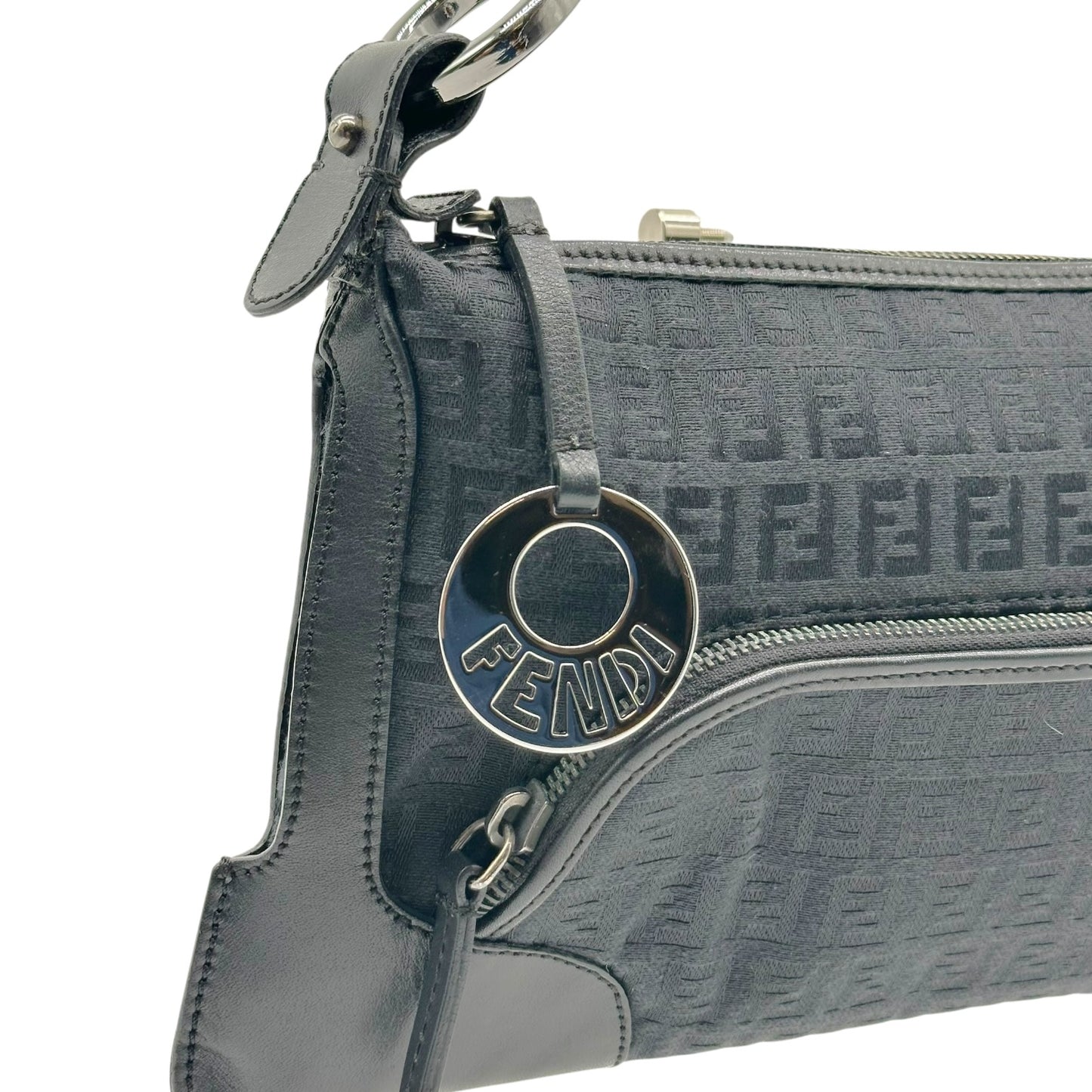 Fendi Black Zucchino Monogram Shoulder Bag
