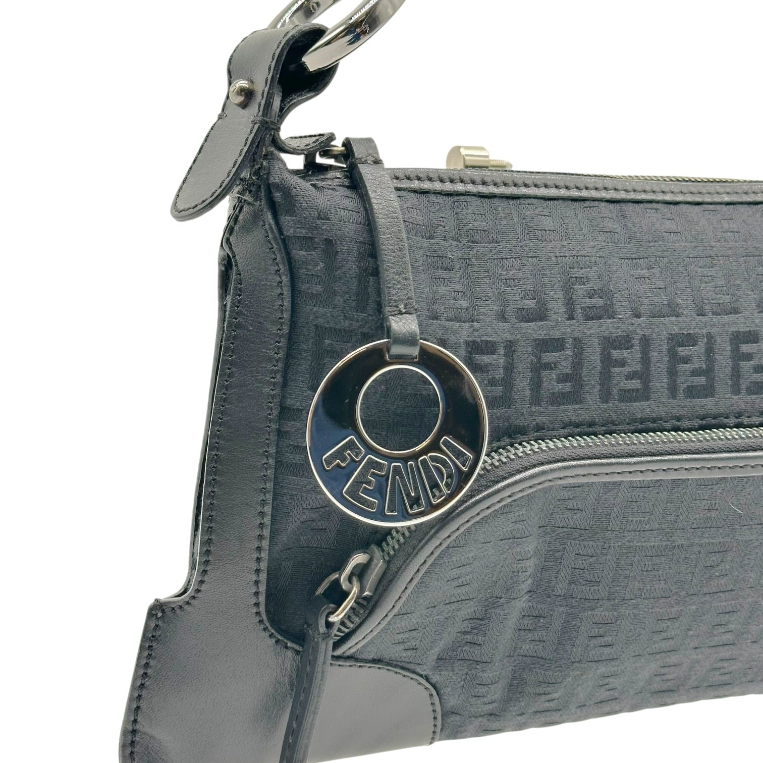 Fendi Black Zucchino Monogram Shoulder Bag