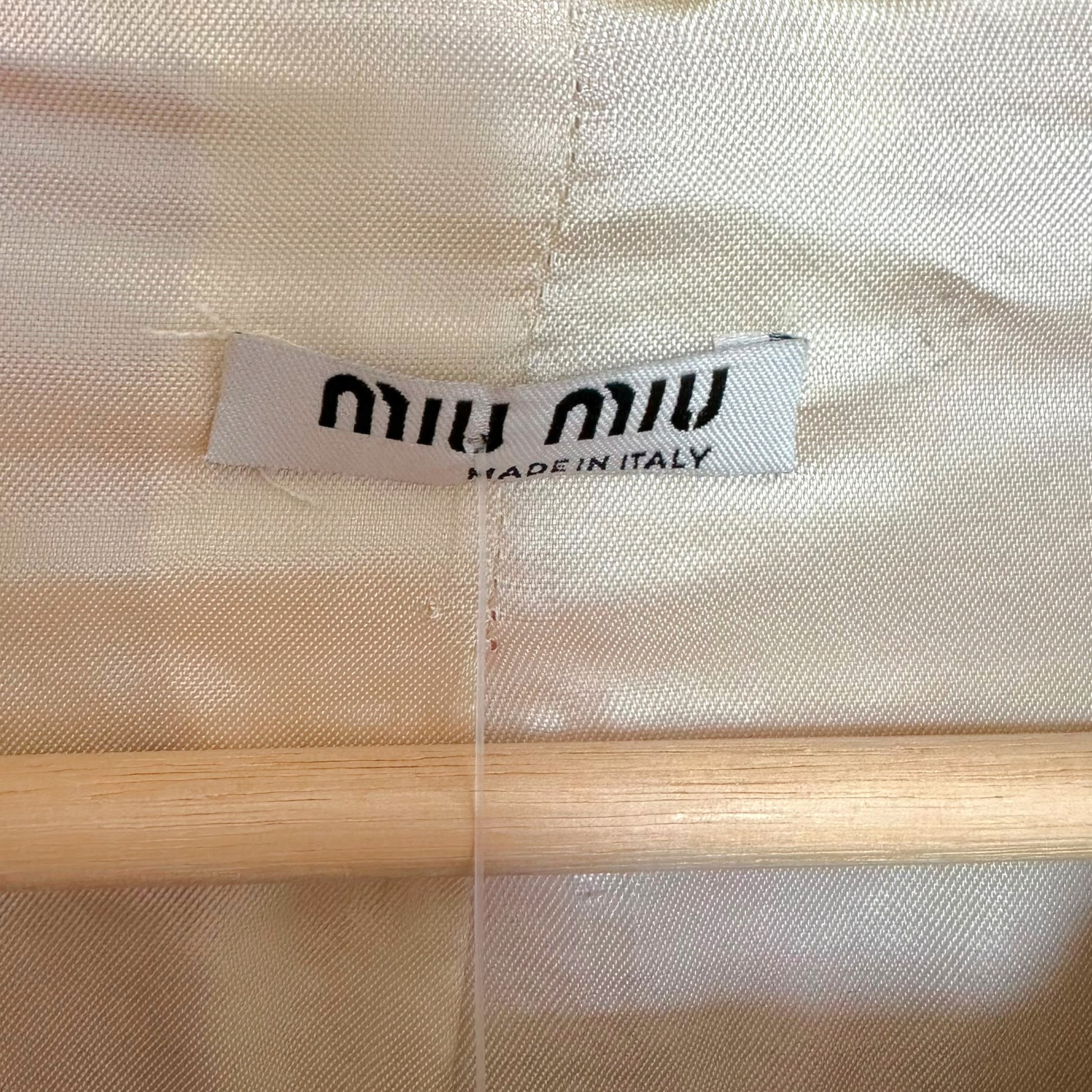 Miu Miu Pink Yellow Plaid Tweed Coat with Studs