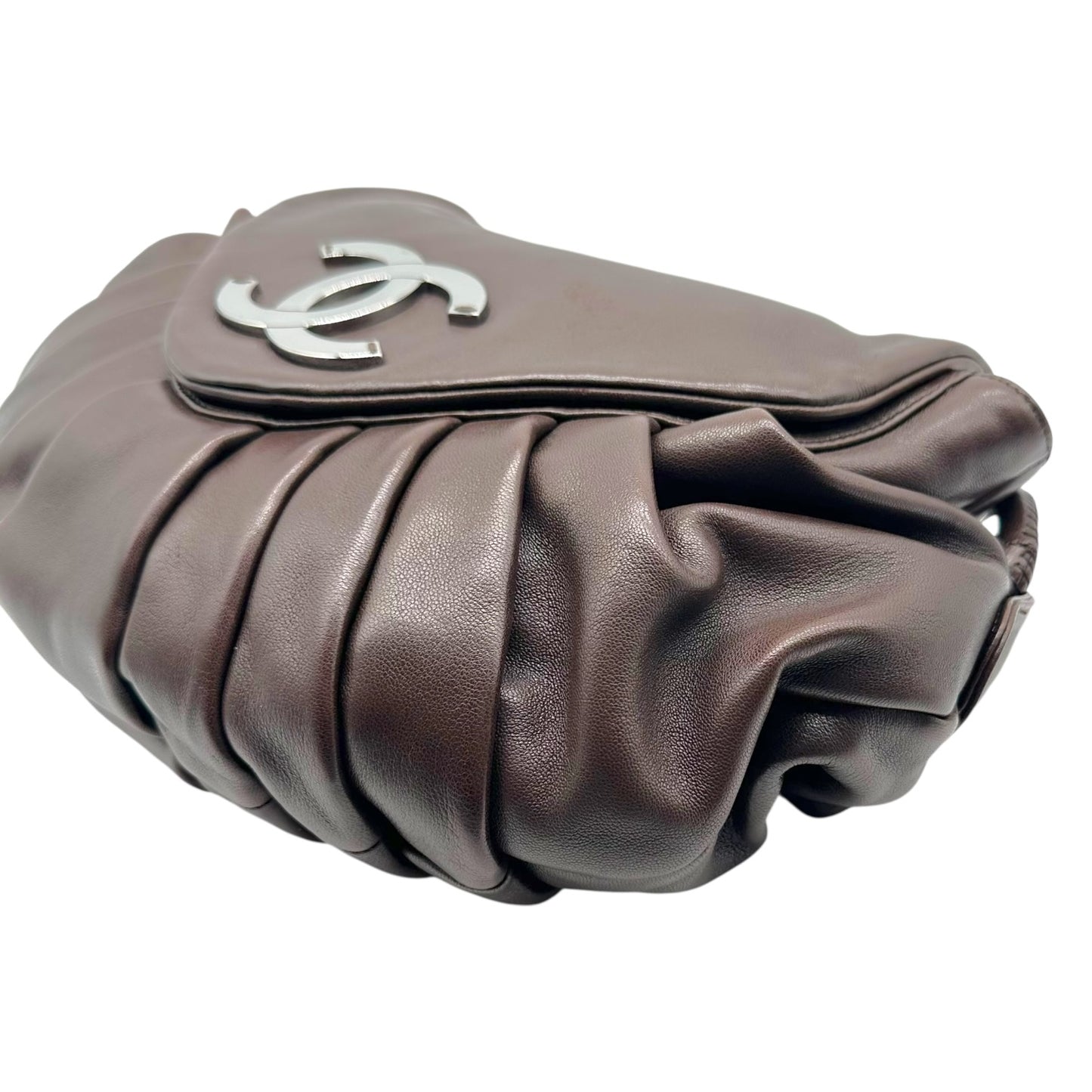 Chanel Chocolate Brown Leather Chain Link Hobo Bag NEW