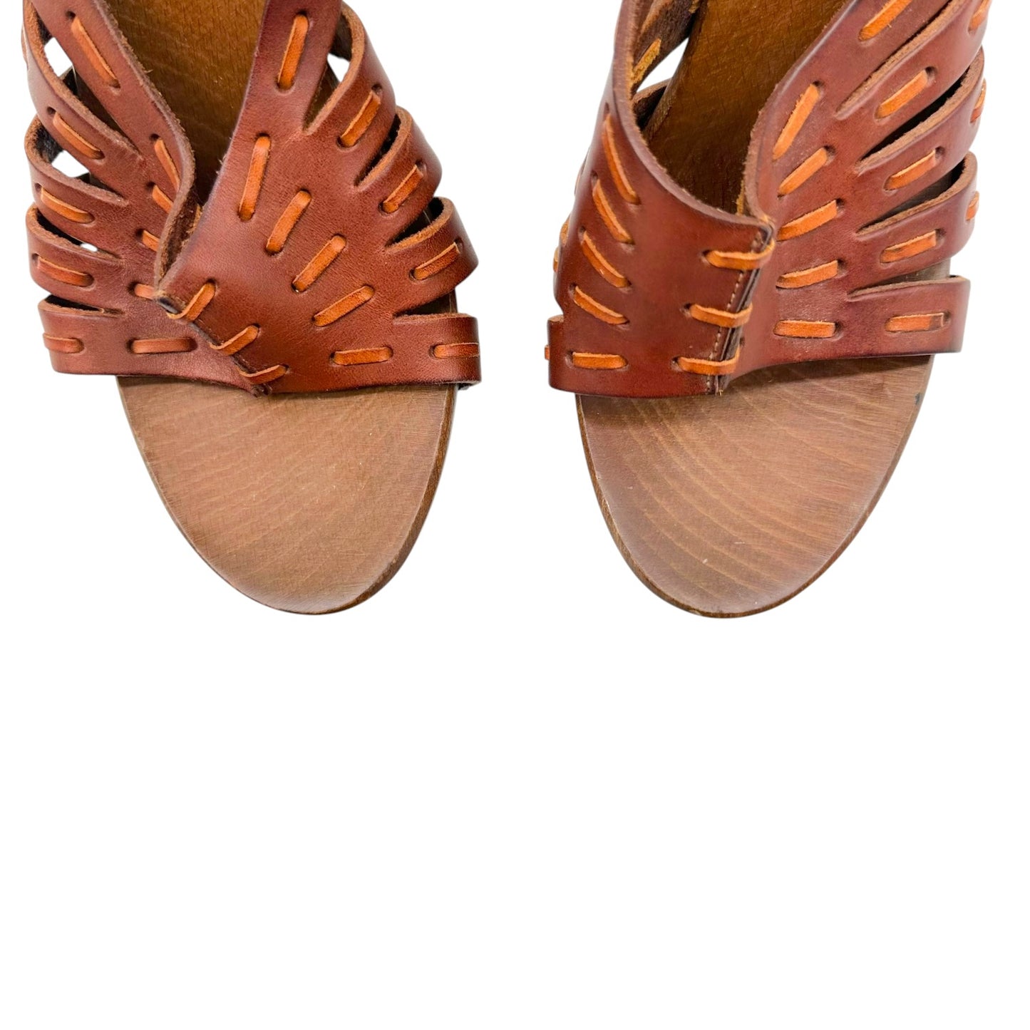 Dolce & Gabbana Brown Leather & Wood Platform Mule Heels