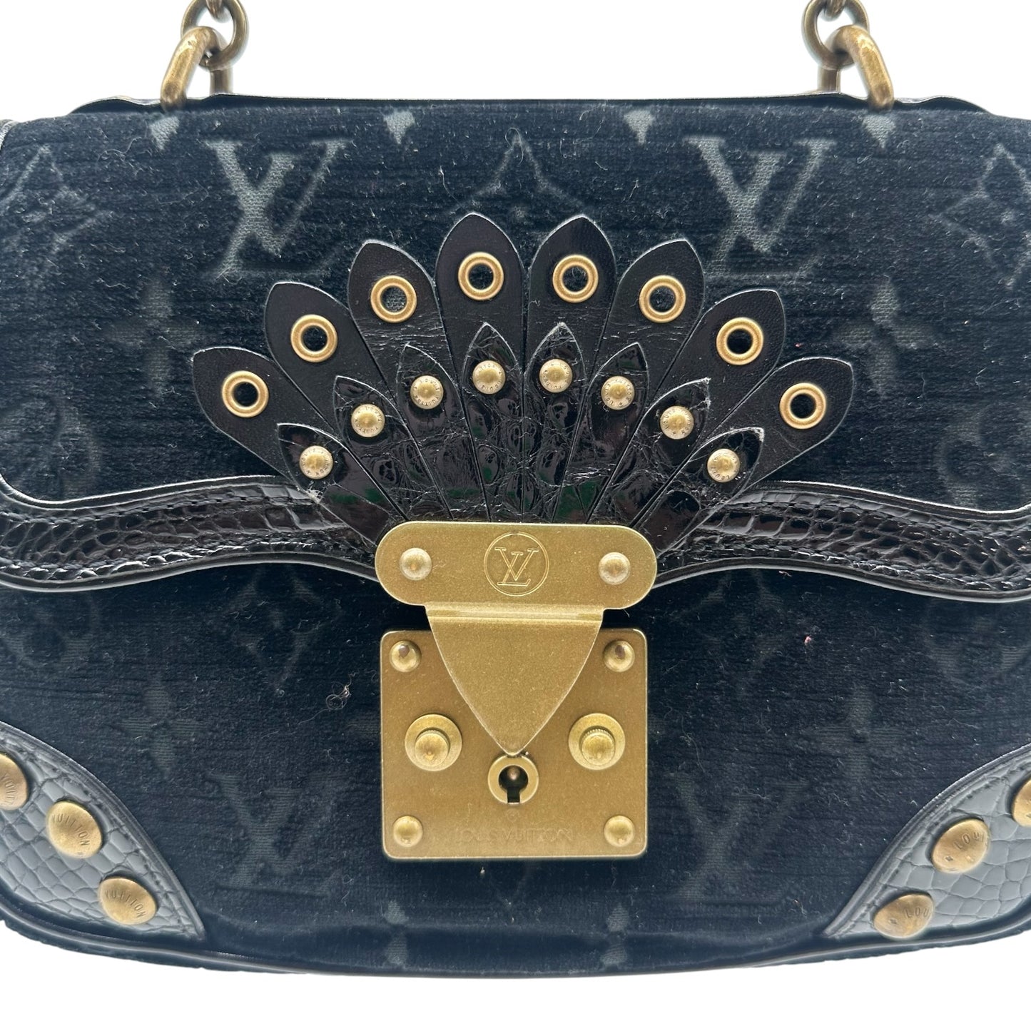 Louis Vuitton Black Velours Alligator Handbag