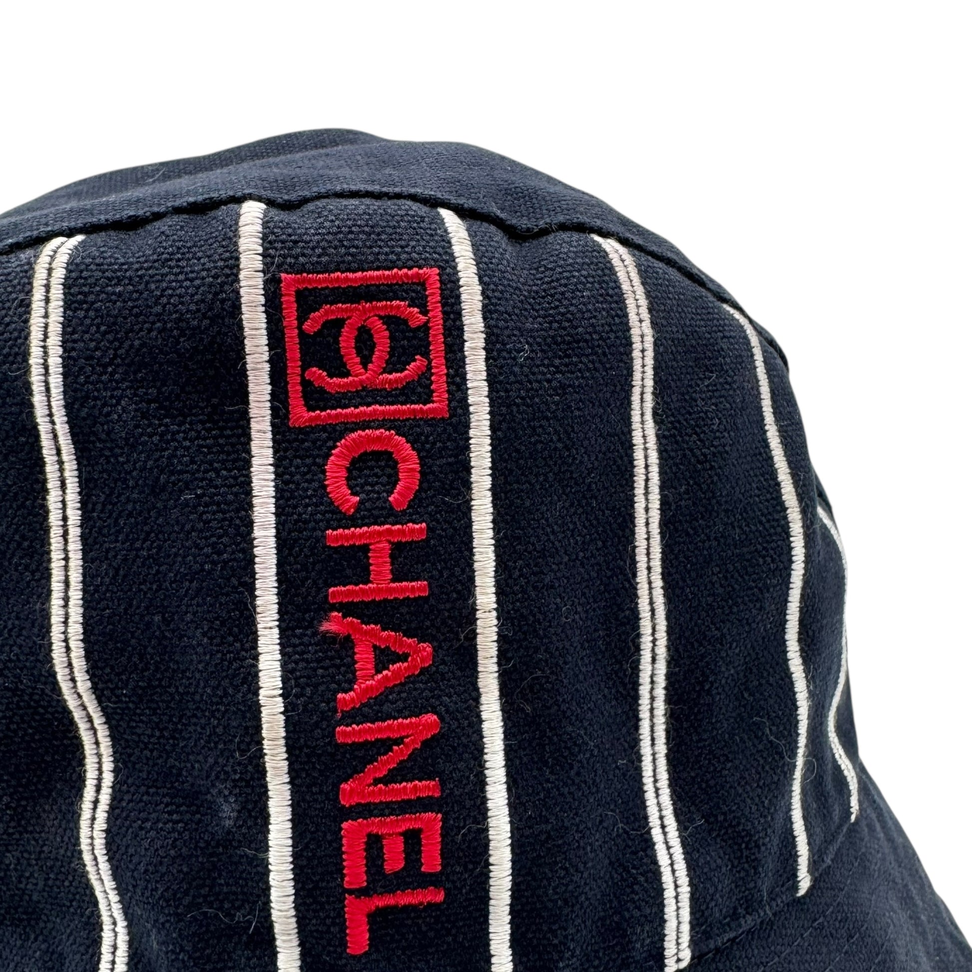 Chanel Sport Navy Blue & Red Bucket Hat - Outfit Repeater