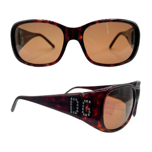 Dolce & Gabbana Tortoise Studded Logo Side Oval Sunglasses DG631S