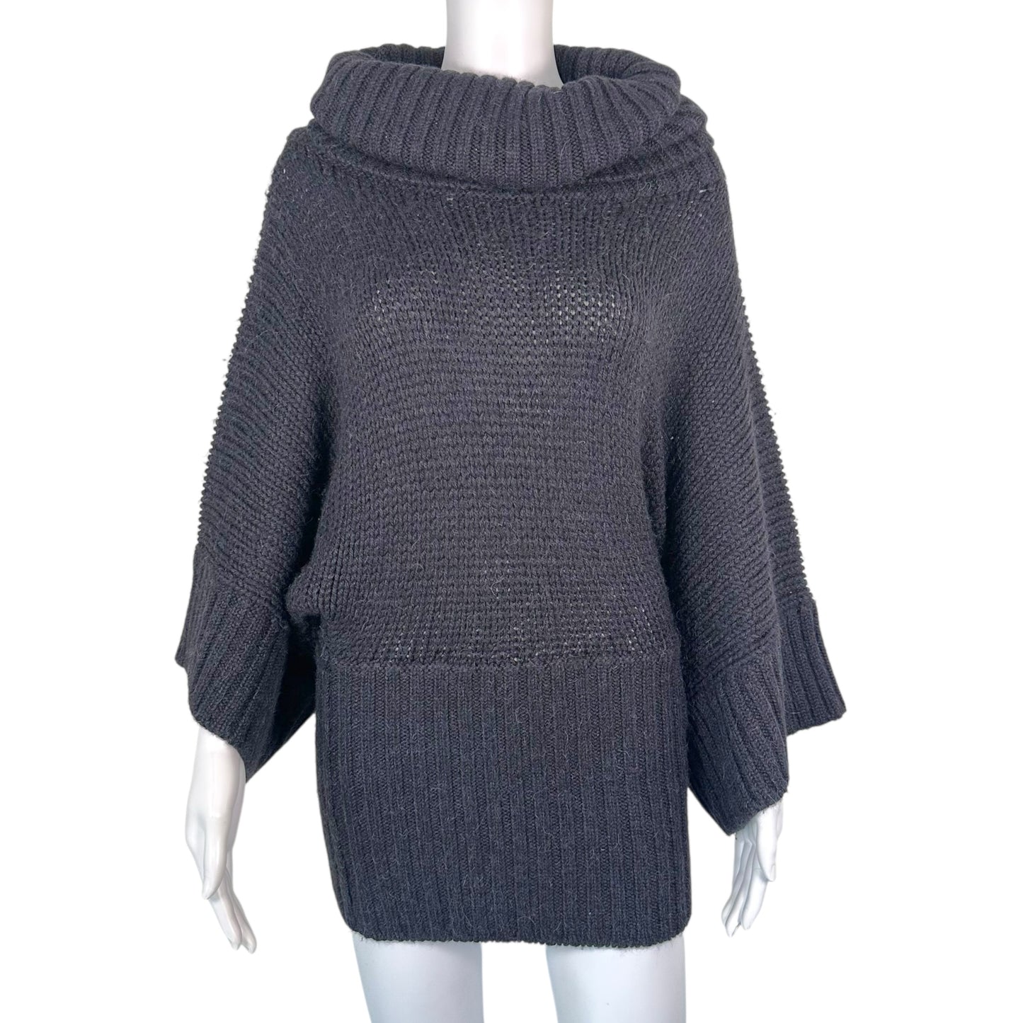 Dolce & Gabbana Black Wide Sleeve Turtleneck Alpaca Knit Sweater