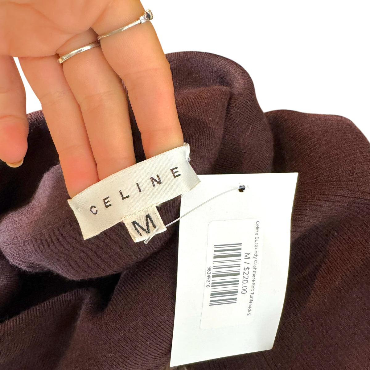 Celine Burgundy Cashmere Knit Turtleneck Sweater