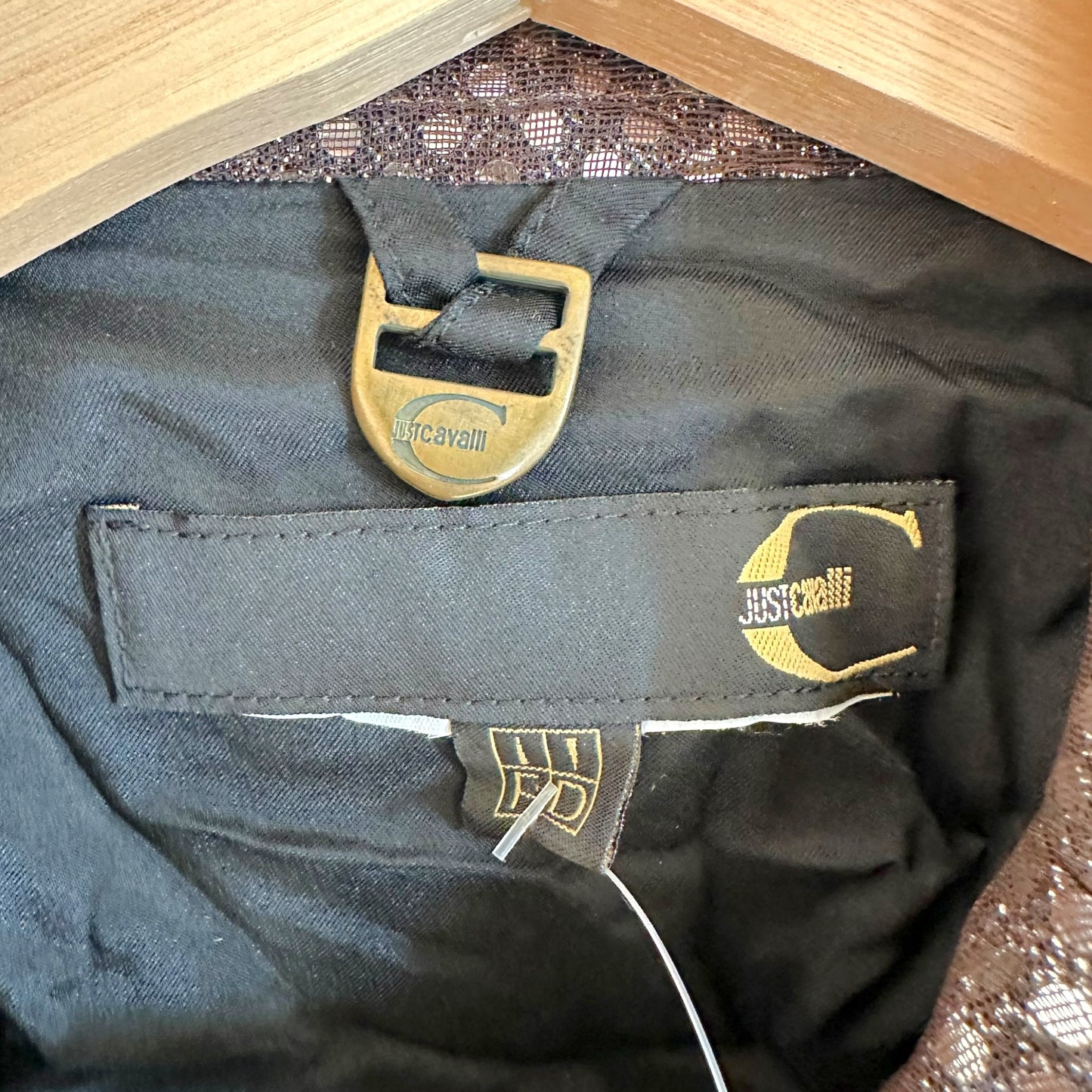 Just Cavalli Roberto Cavalli Brown Sequin & Mesh Trench Coat