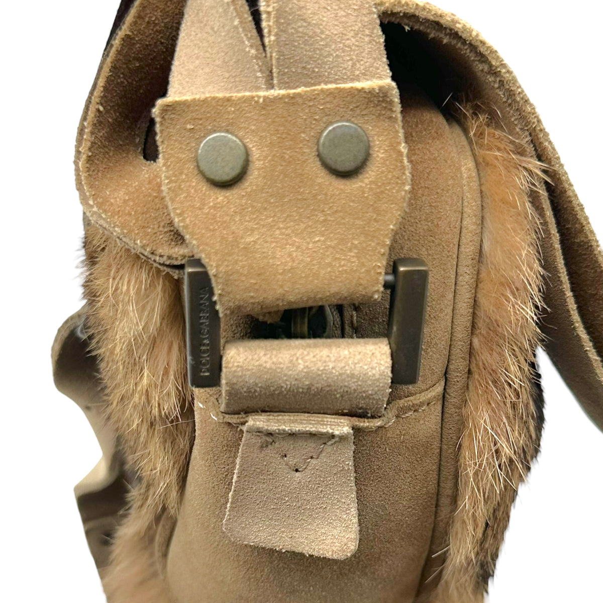 Dolce & Gabbana Rabbit Fur Suede Crossbody Bag