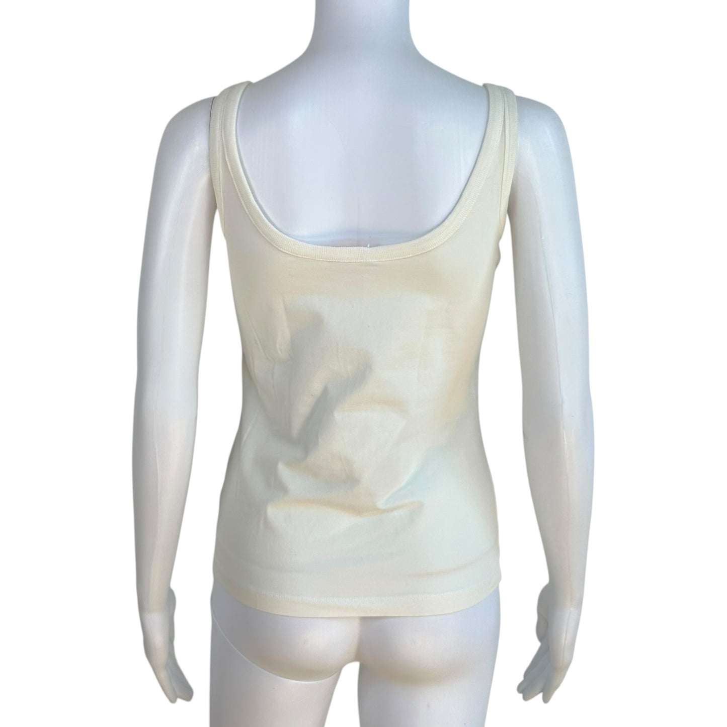 Galliano White Orange Glitter Logo Tank Top XS