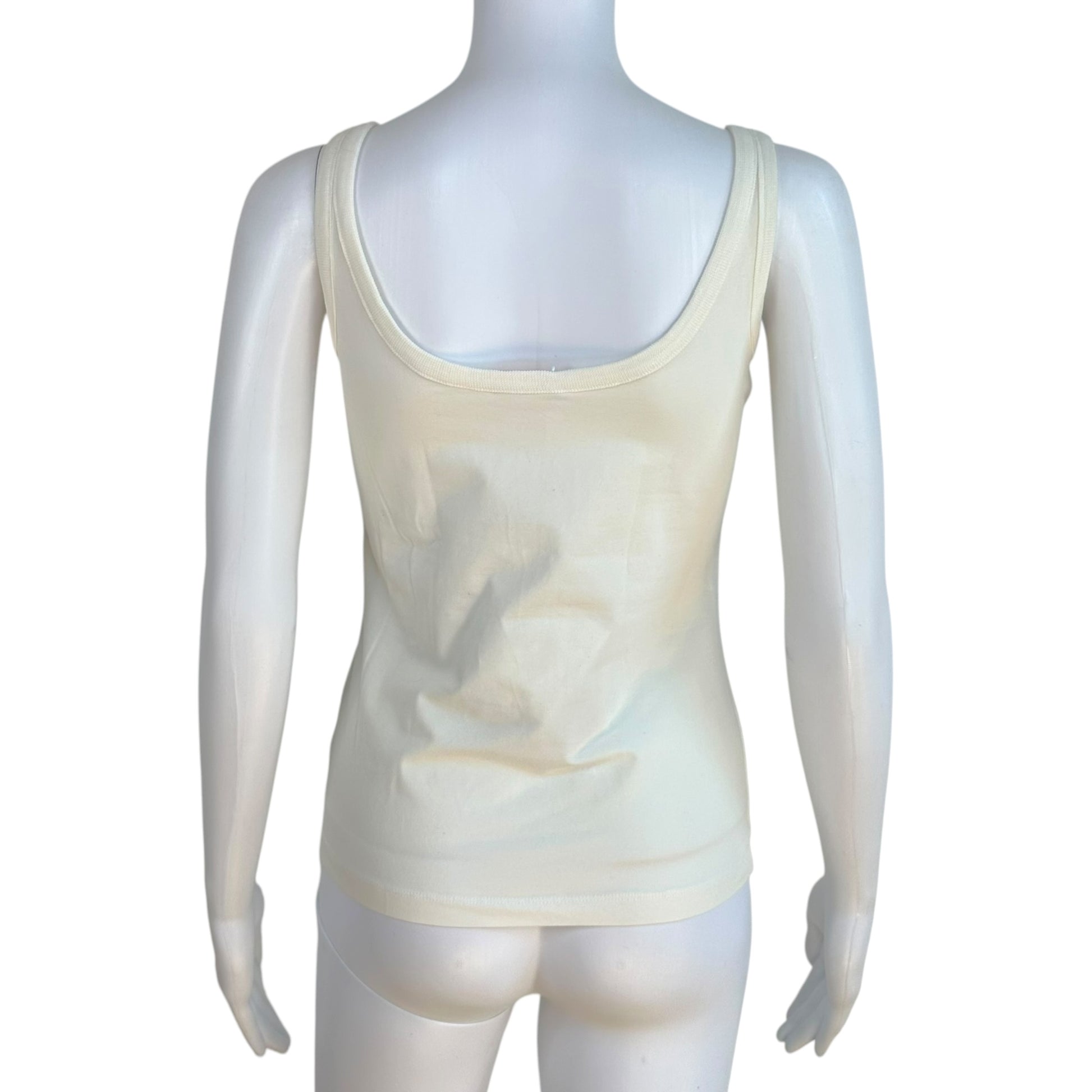 Galliano White Orange Glitter Logo Tank Top XS